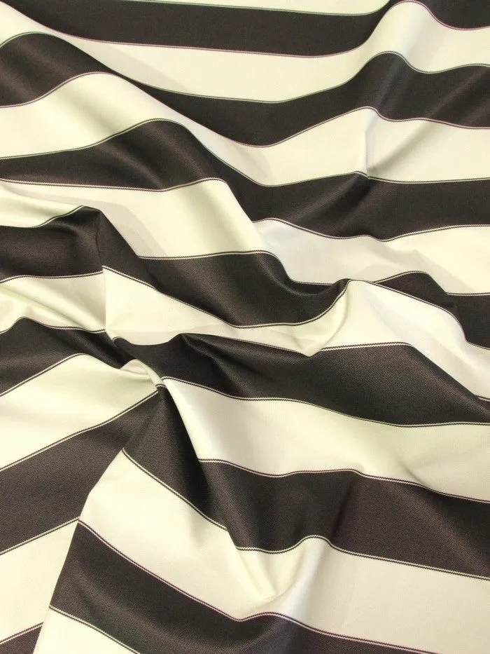 2 Tone Stripe Deck Canvas Outdoor Waterproof Fabric / Black/White / Sold By The Yard Closeout!!!