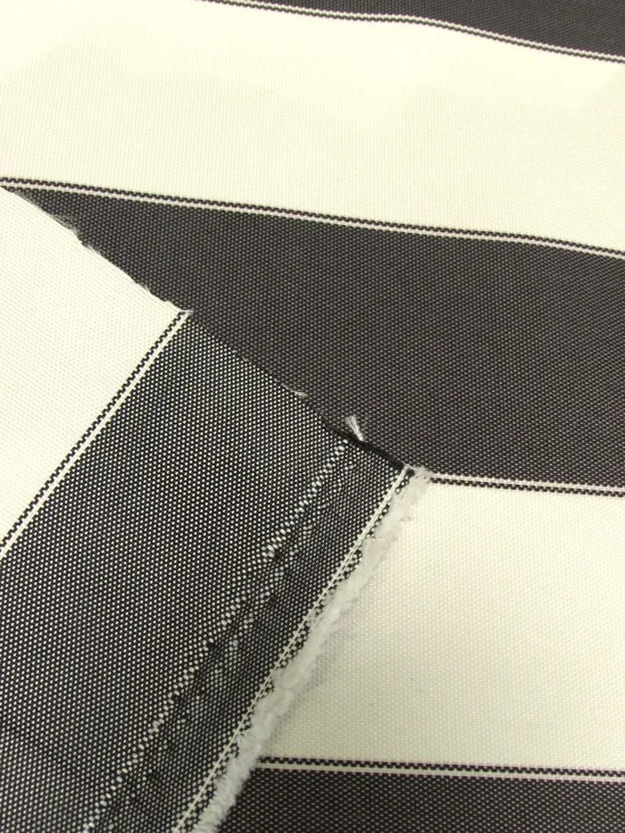 2 Tone Stripe Deck Canvas Outdoor Waterproof Fabric / Black/White / Sold By The Yard Closeout!!!