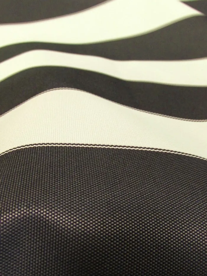 2 Tone Stripe Deck Canvas Outdoor Waterproof Fabric / Black/White / Sold By The Yard Closeout!!!