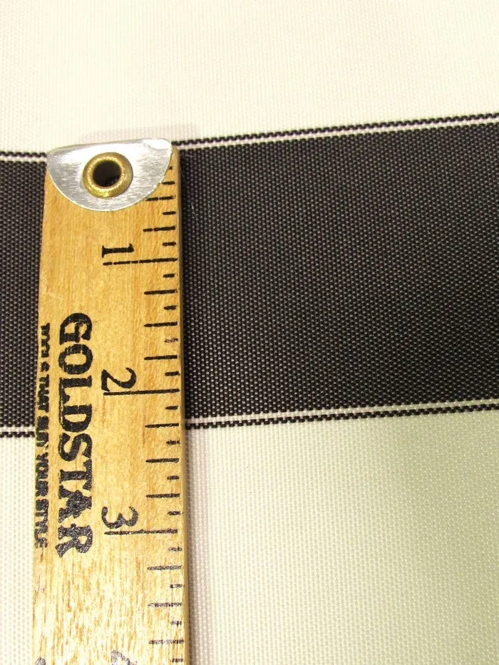 2 Tone Stripe Deck Canvas Outdoor Waterproof Fabric / Black/White / Sold By The Yard Closeout!!!