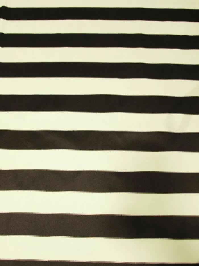 2 Tone Stripe Deck Canvas Outdoor Waterproof Fabric / Black/White / Sold By The Yard Closeout!!!
