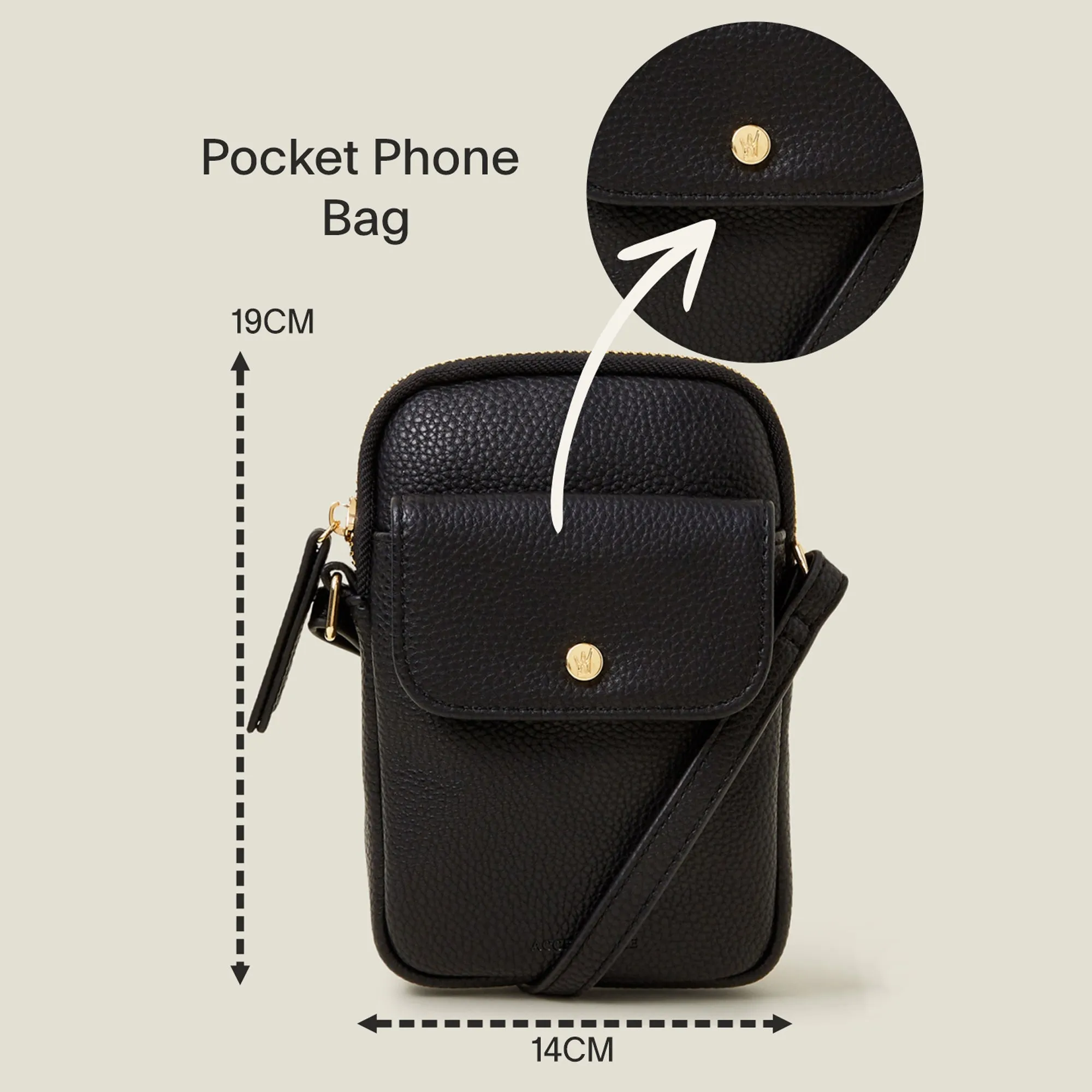 Accessorize London Women's Black Pocket Phone Bag