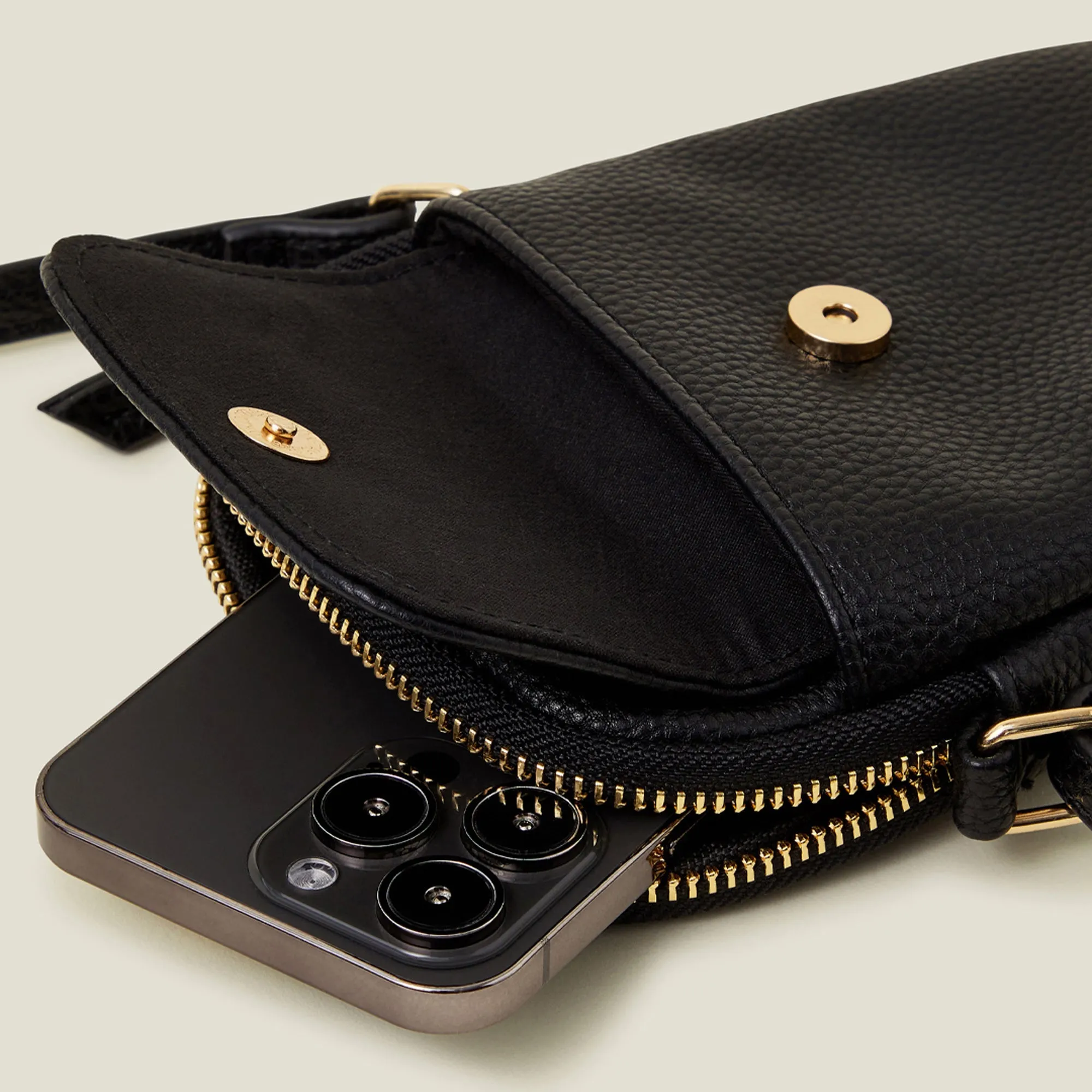 Accessorize London Women's Black Pocket Phone Bag
