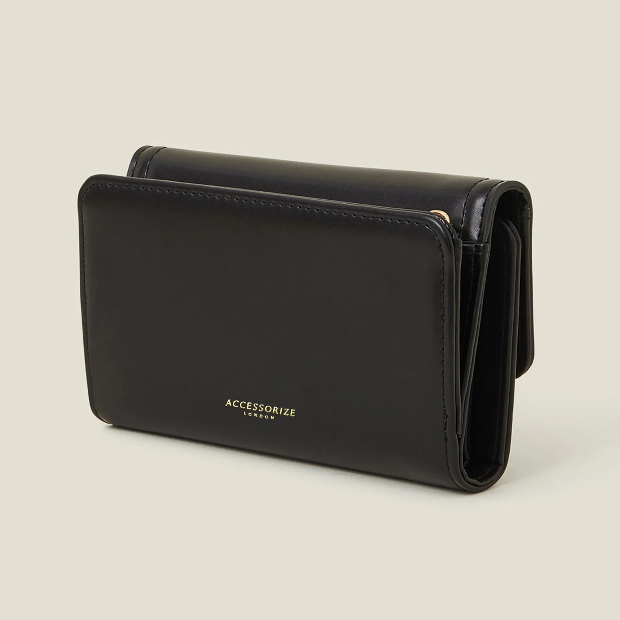 Accessorize London Women's Black Square Push-Lock Wallet