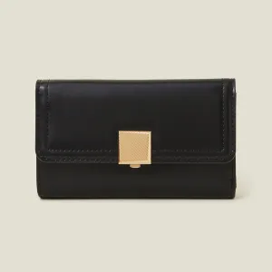 Accessorize London Women's Black Square Push-Lock Wallet