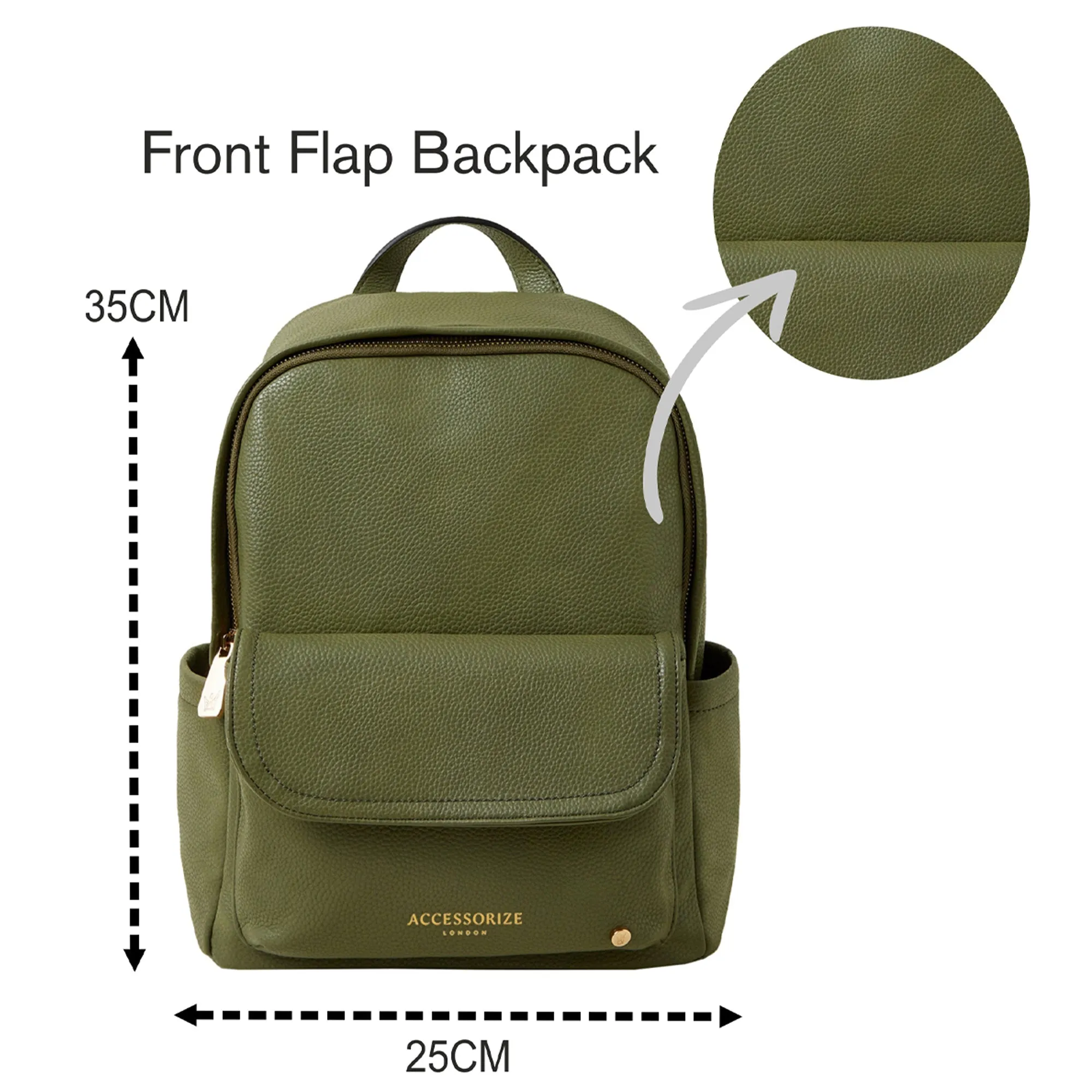 Accessorize London Women's Khaki Front Flap Backpack