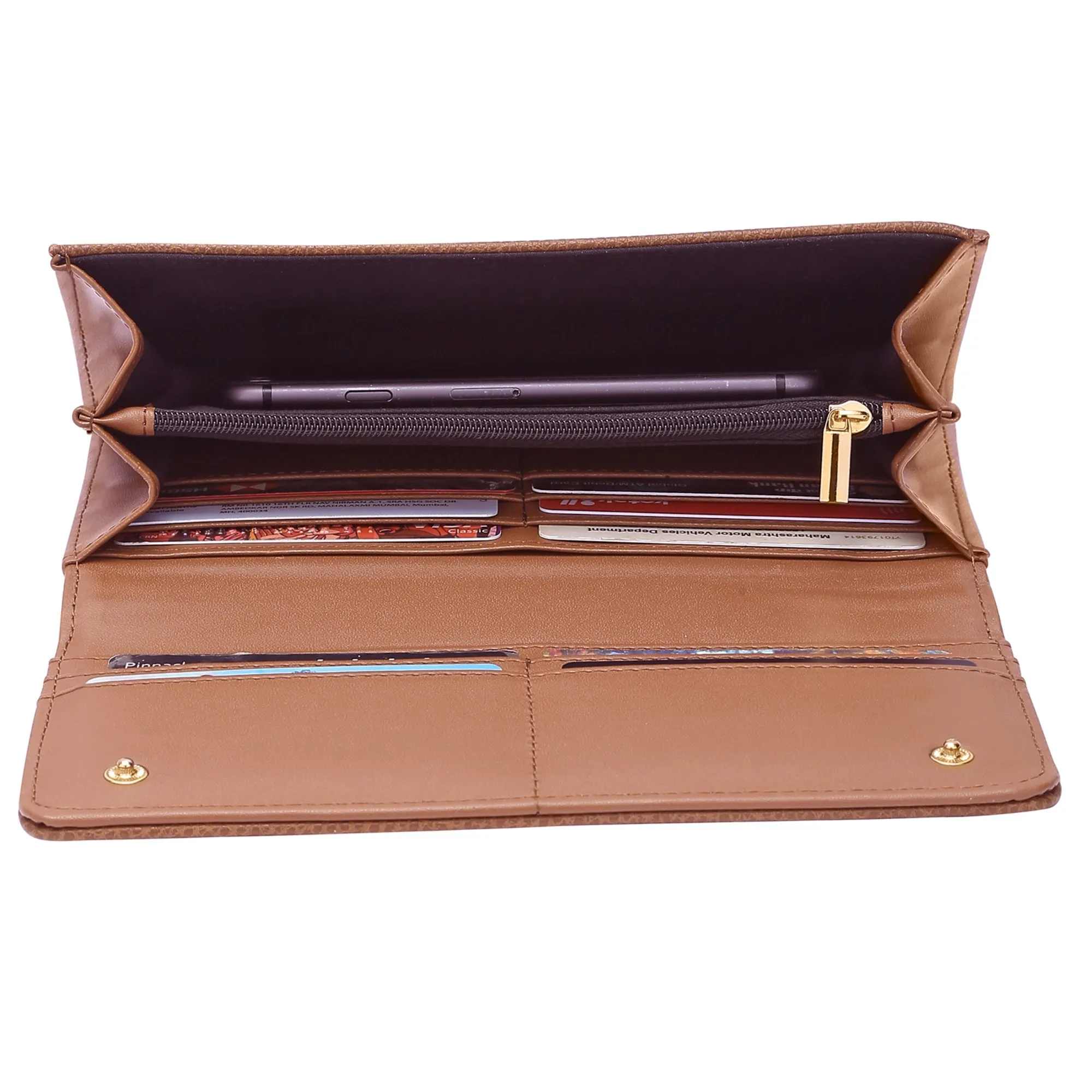 Accessorize London Women's Tan Multi Compartment Large Wallet