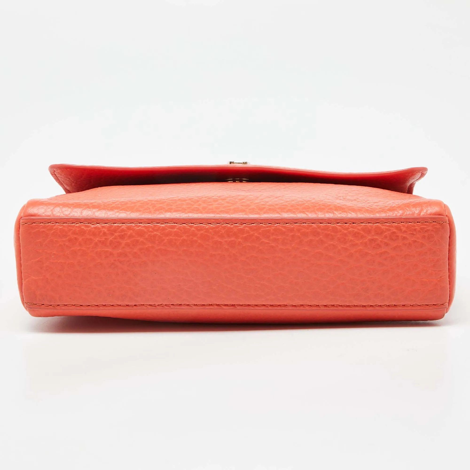 AIGNER Orange Leather Flap Crossbody Bag
