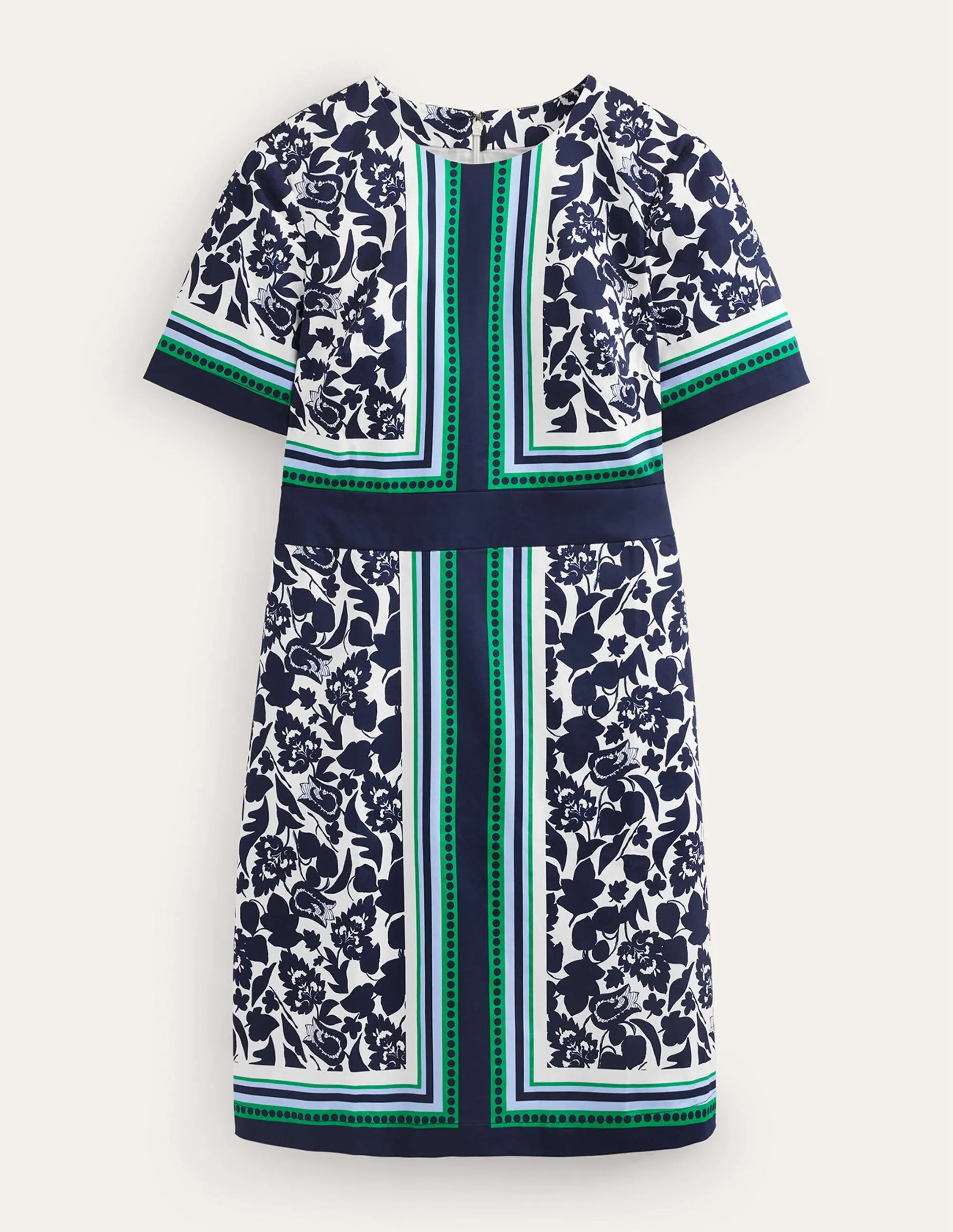 Alexa Cotton Shift Dress-Navy, Tulip Bloom