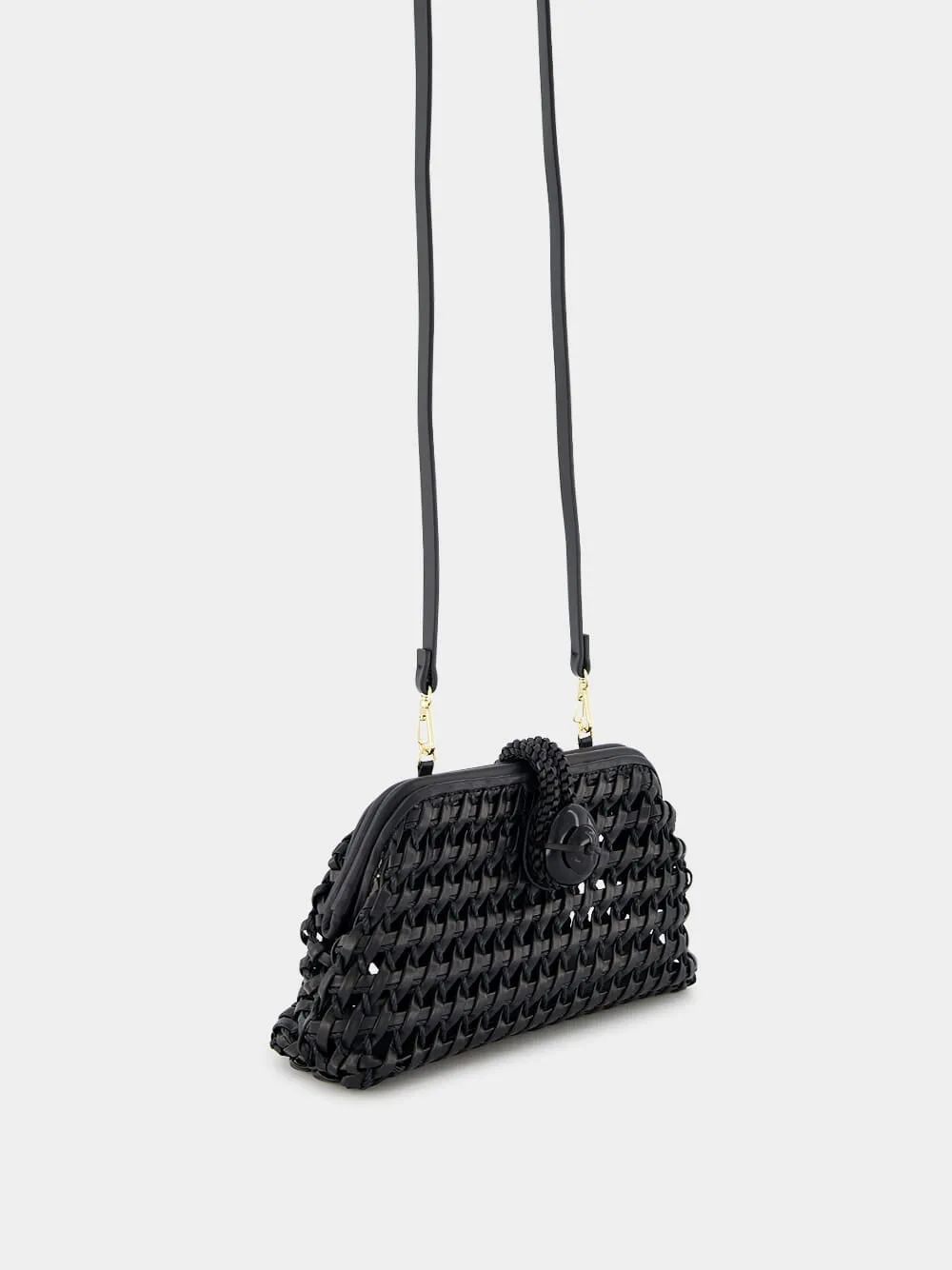 Almeria Mini Leather Raffia Pouch