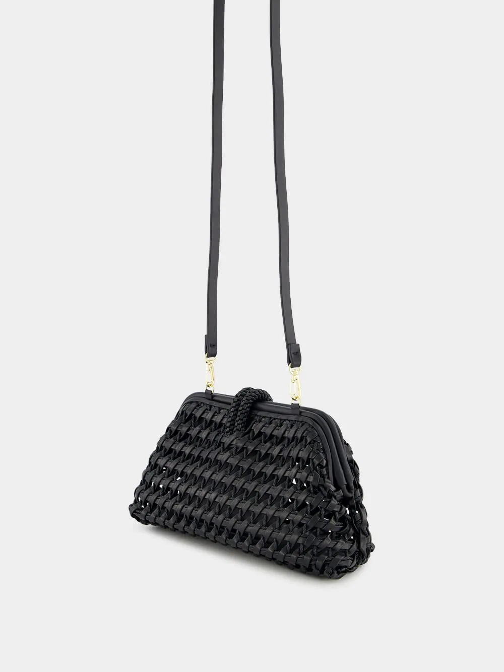 Almeria Mini Leather Raffia Pouch