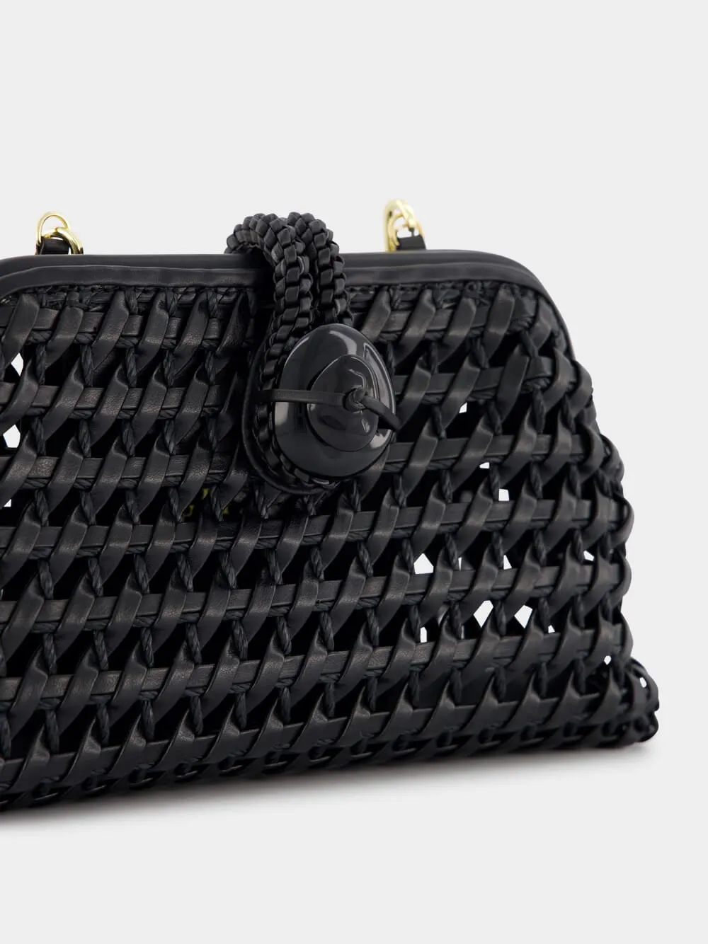 Almeria Mini Leather Raffia Pouch