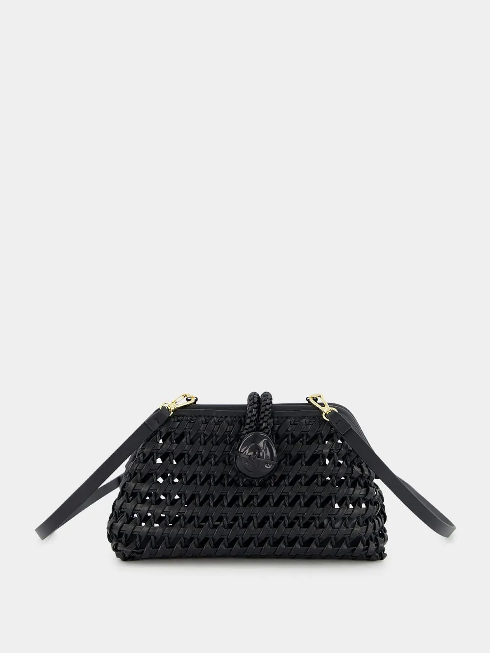 Almeria Mini Leather Raffia Pouch
