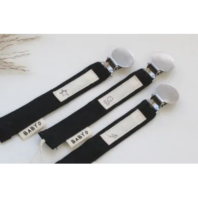 Baby-O Stitched Linen Pacifier Clips-Boys