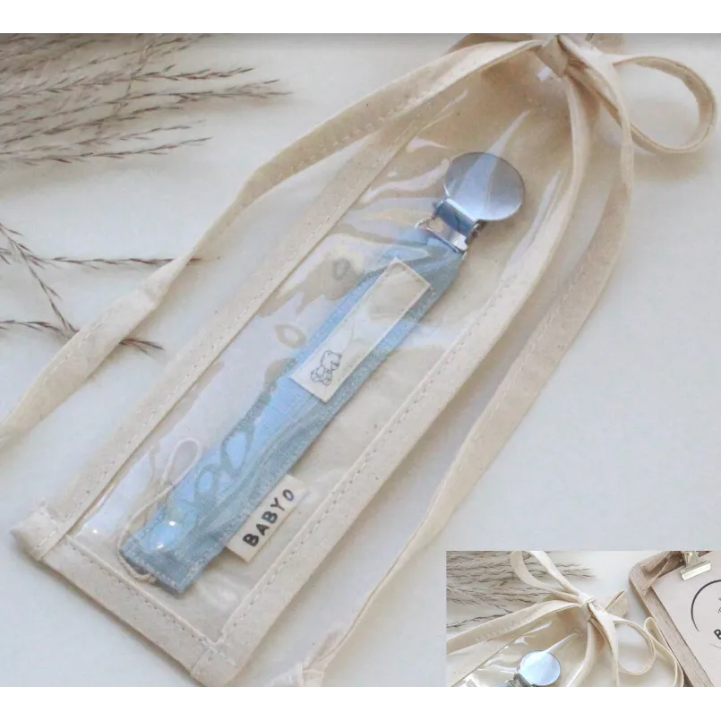 Baby-O Stitched Linen Pacifier Clips-Boys