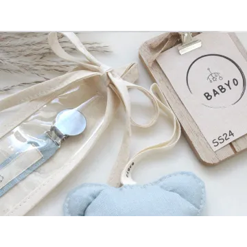 Baby-O Stitched Linen Pacifier Clips-Boys