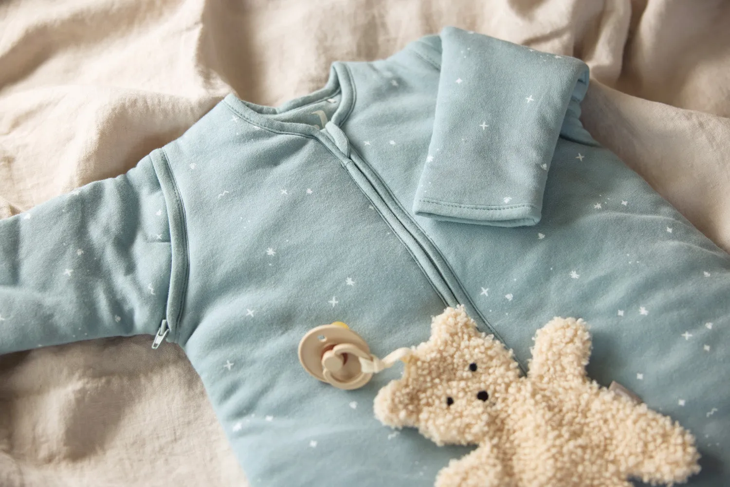 Baby Sleeping Bag with Removable Sleeves 70cm Twinkling - Sea Green