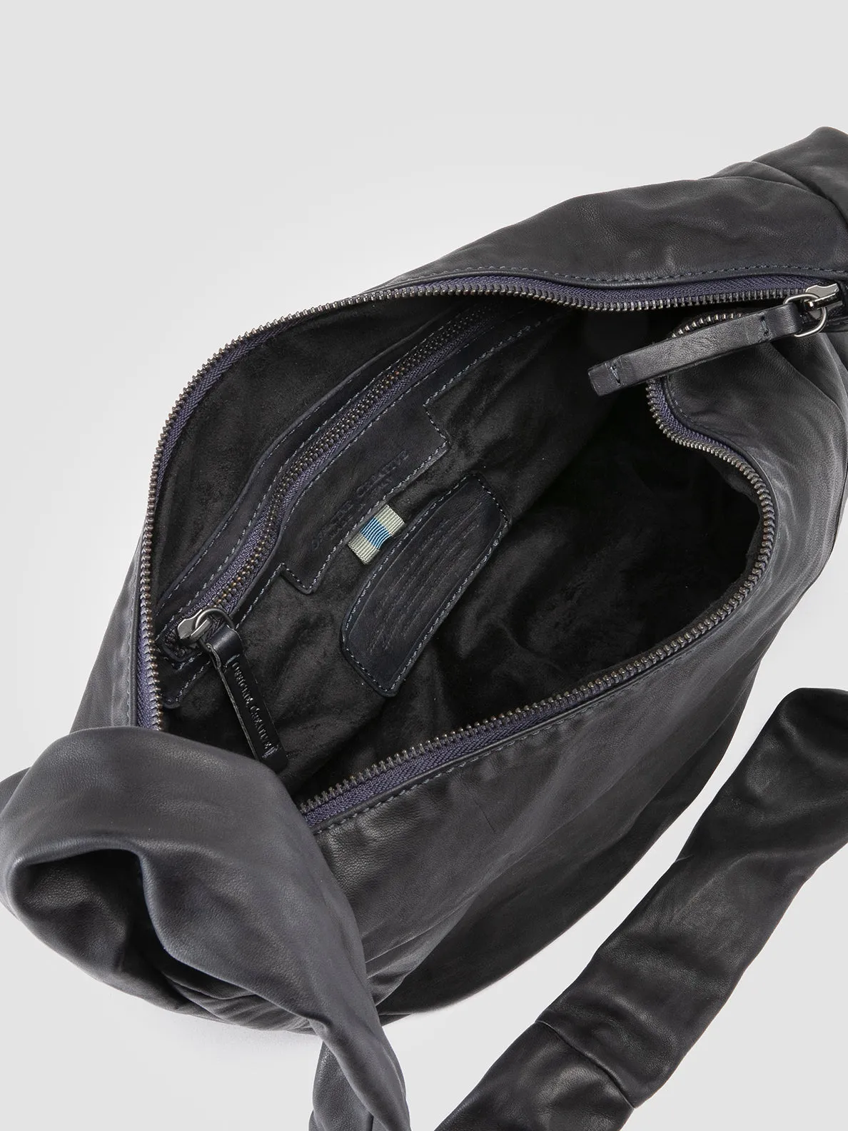 BOWLER 004 - Blue Leather Shoulder Bag
