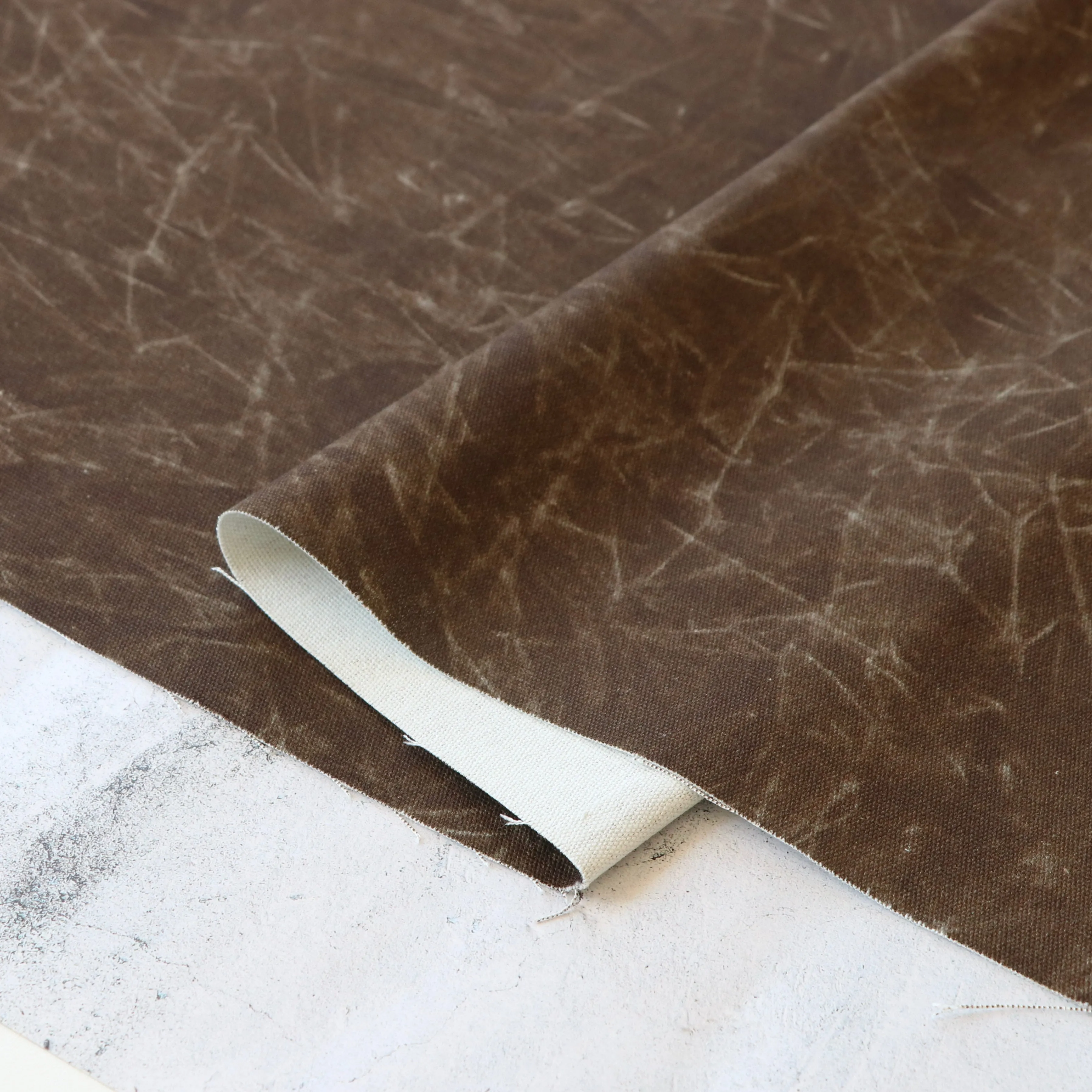 Brown Faux Waxed Duck Canvas