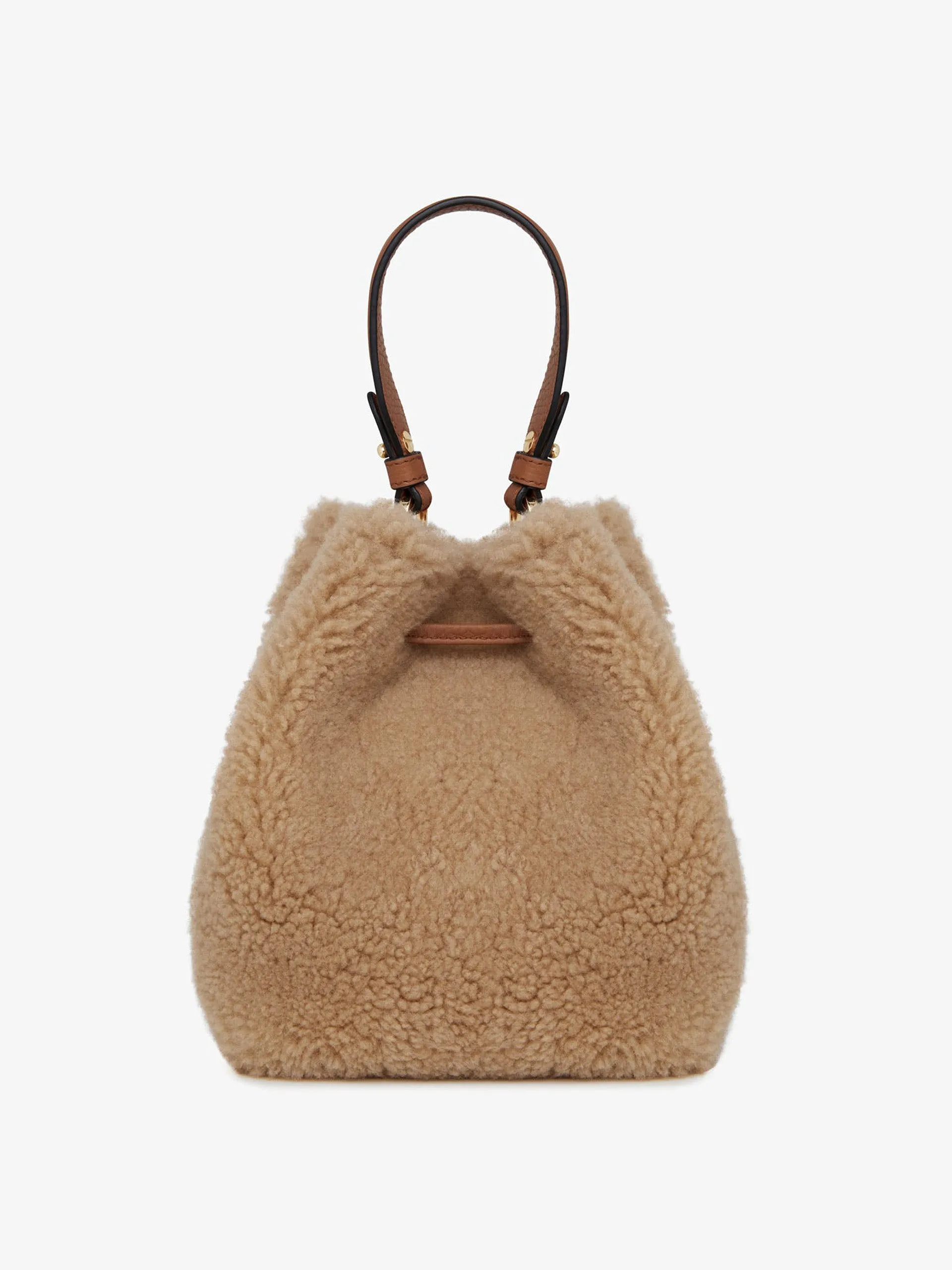 Caramel shearling Osette bucket bag