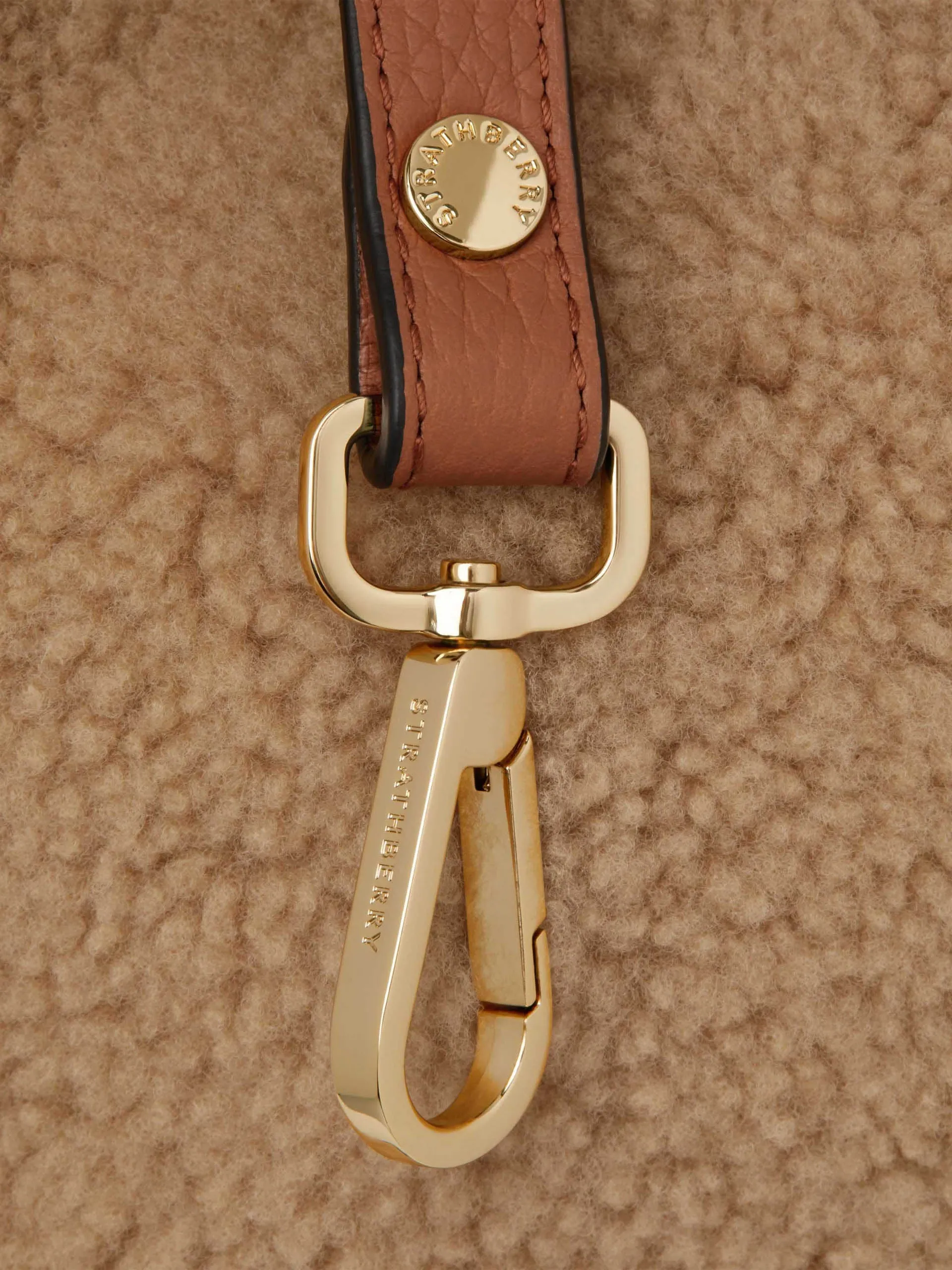 Caramel shearling Osette bucket bag
