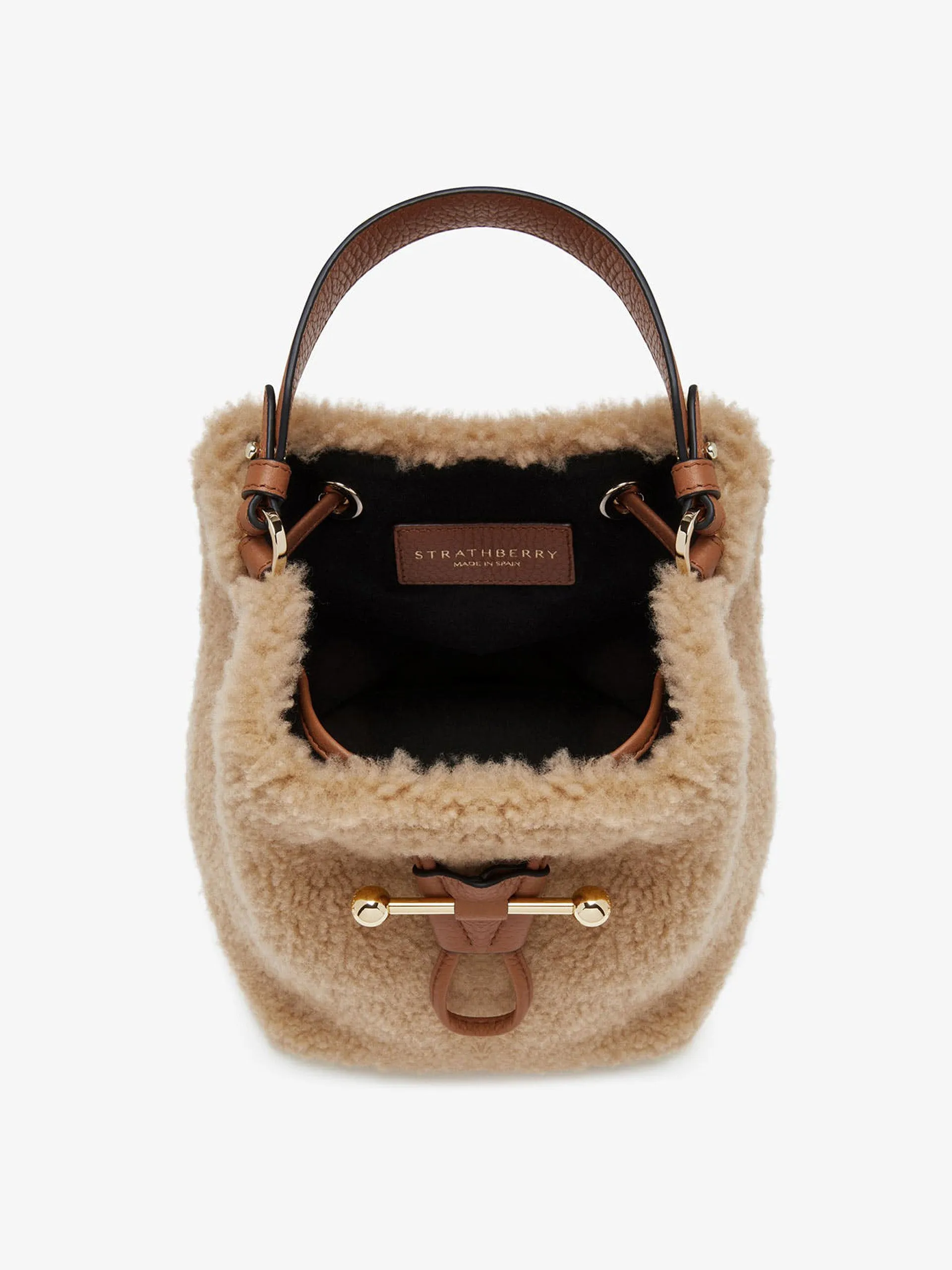 Caramel shearling Osette bucket bag