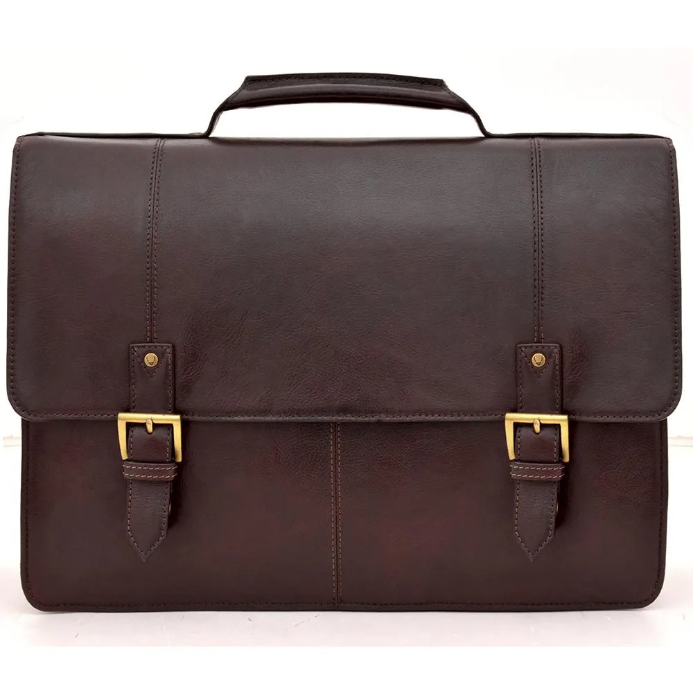 Charles Double Gusset 17" Leather Laptop Briefcase