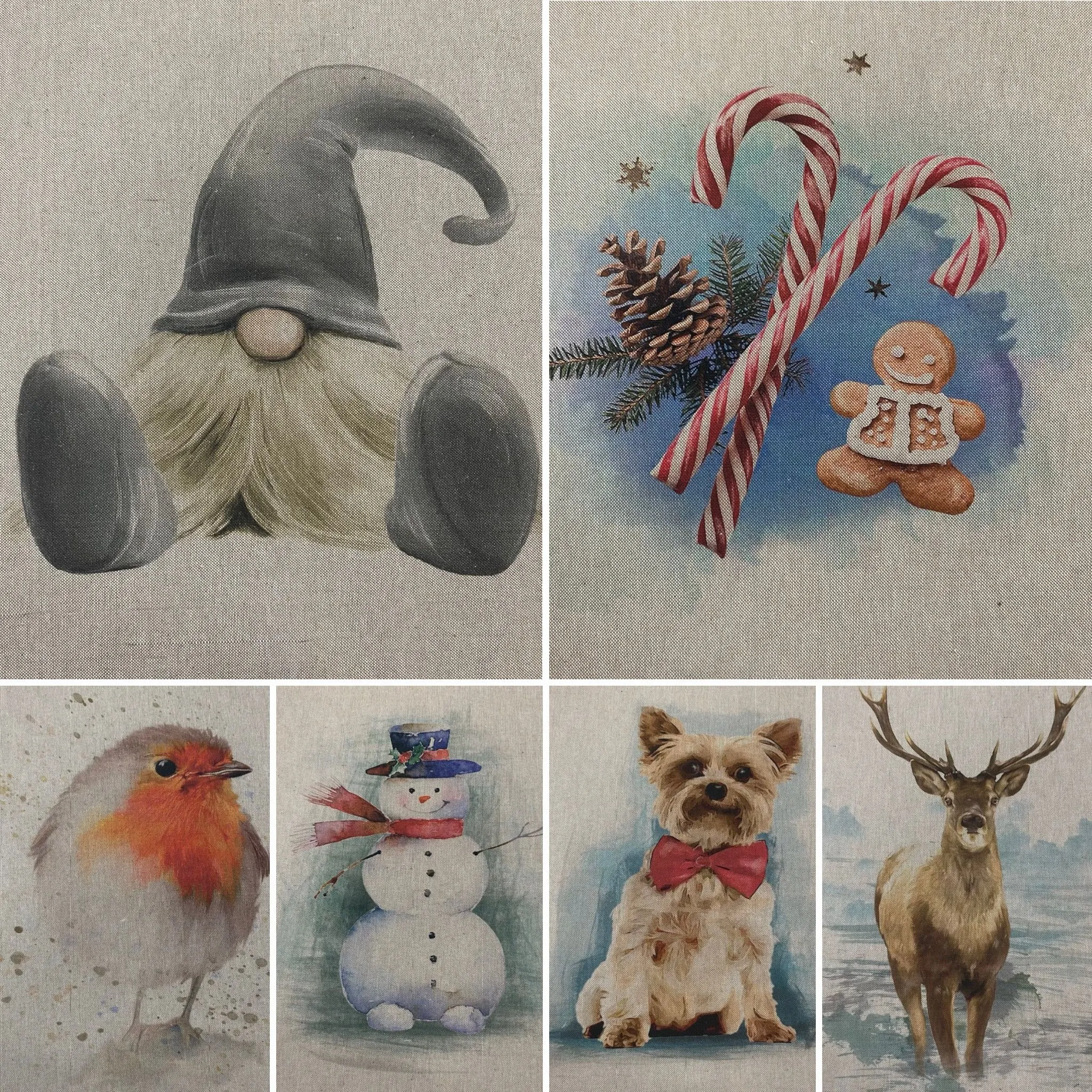 Christmas Linen look Panels - Select Design