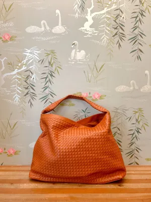 Drew Large Woven Bag Brown