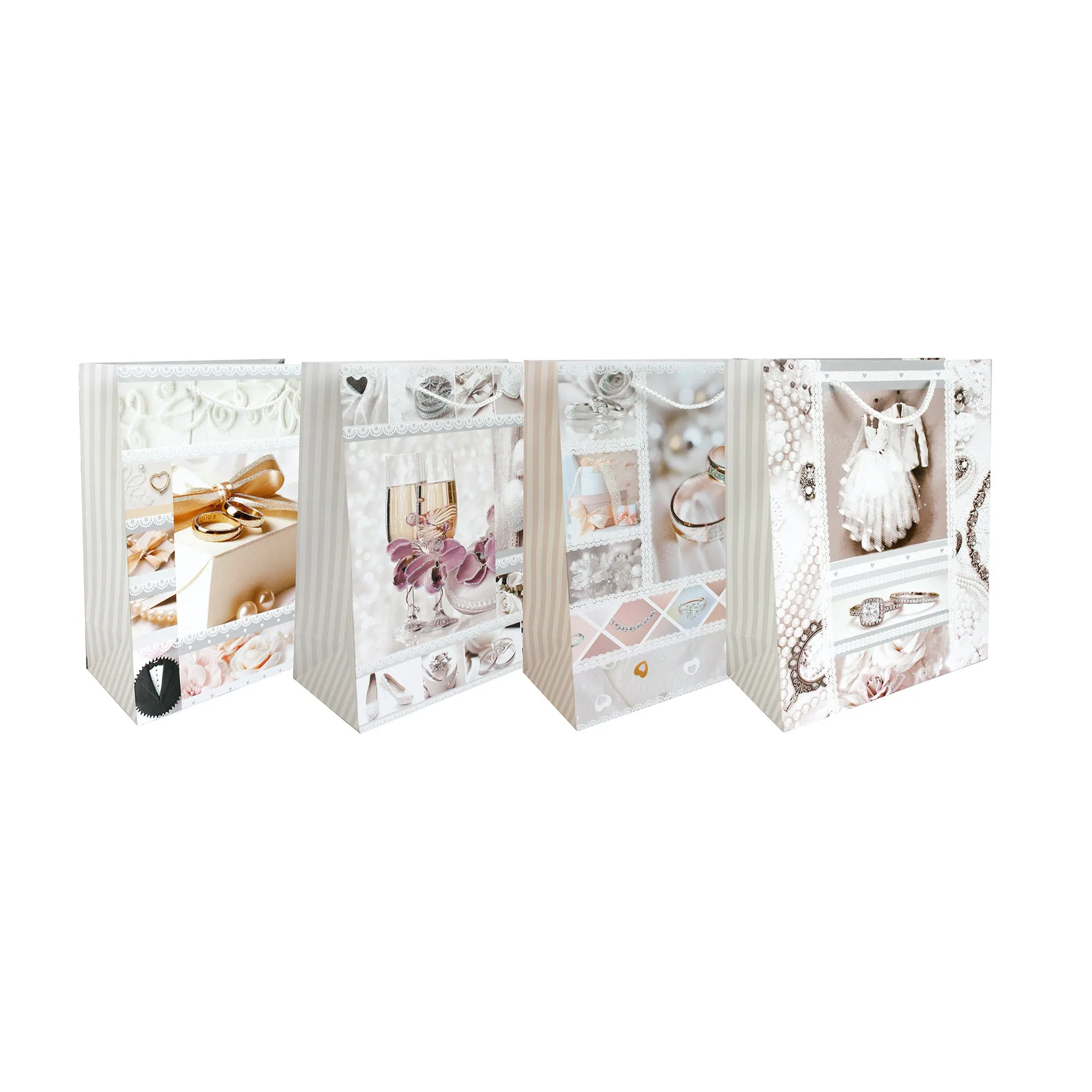 Elegant Wedding - Themed Gift Bags - Set Of 4