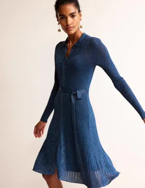 Faye Sparkle Knitted Dress-Atlantic Blue