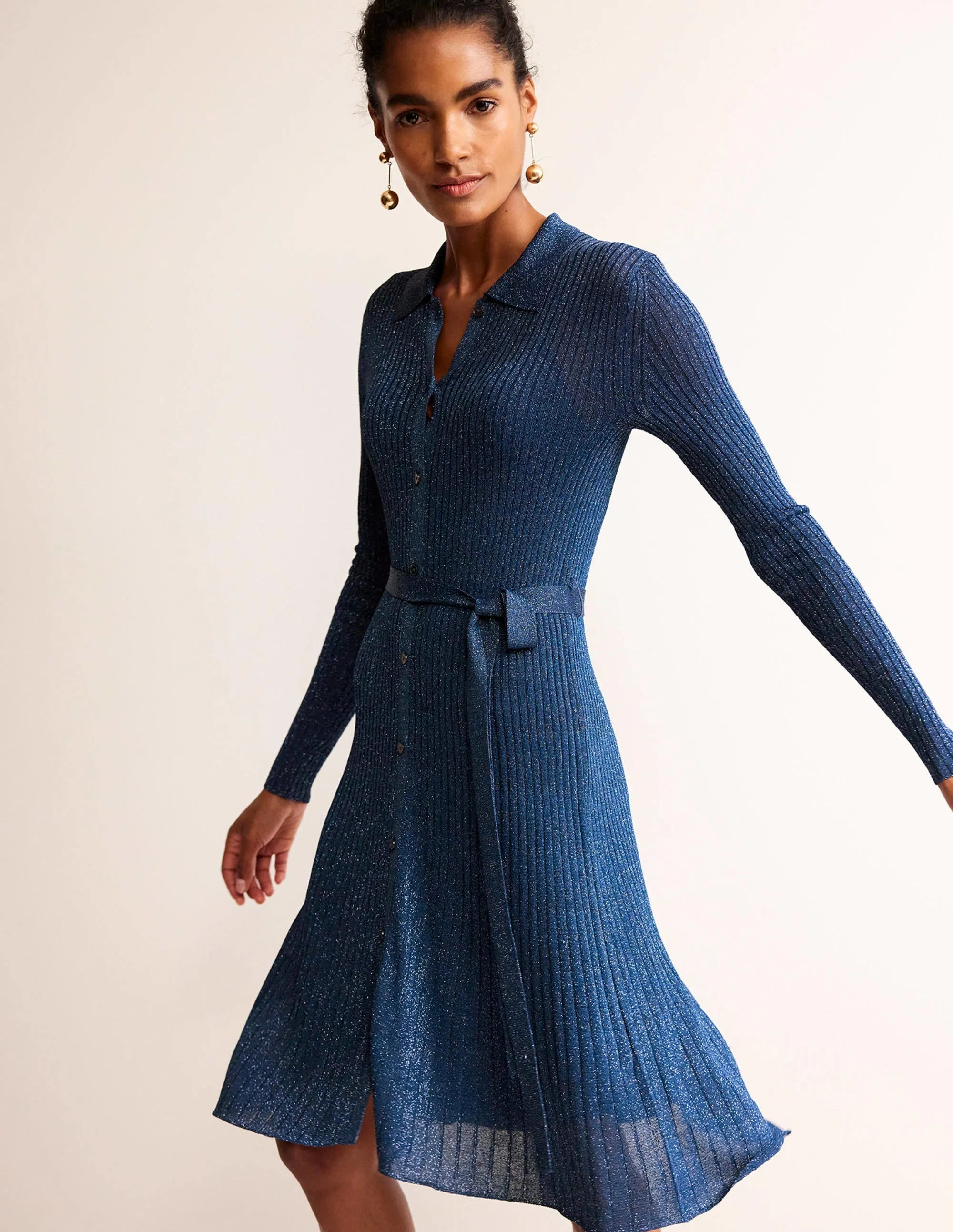 Faye Sparkle Knitted Dress-Atlantic Blue