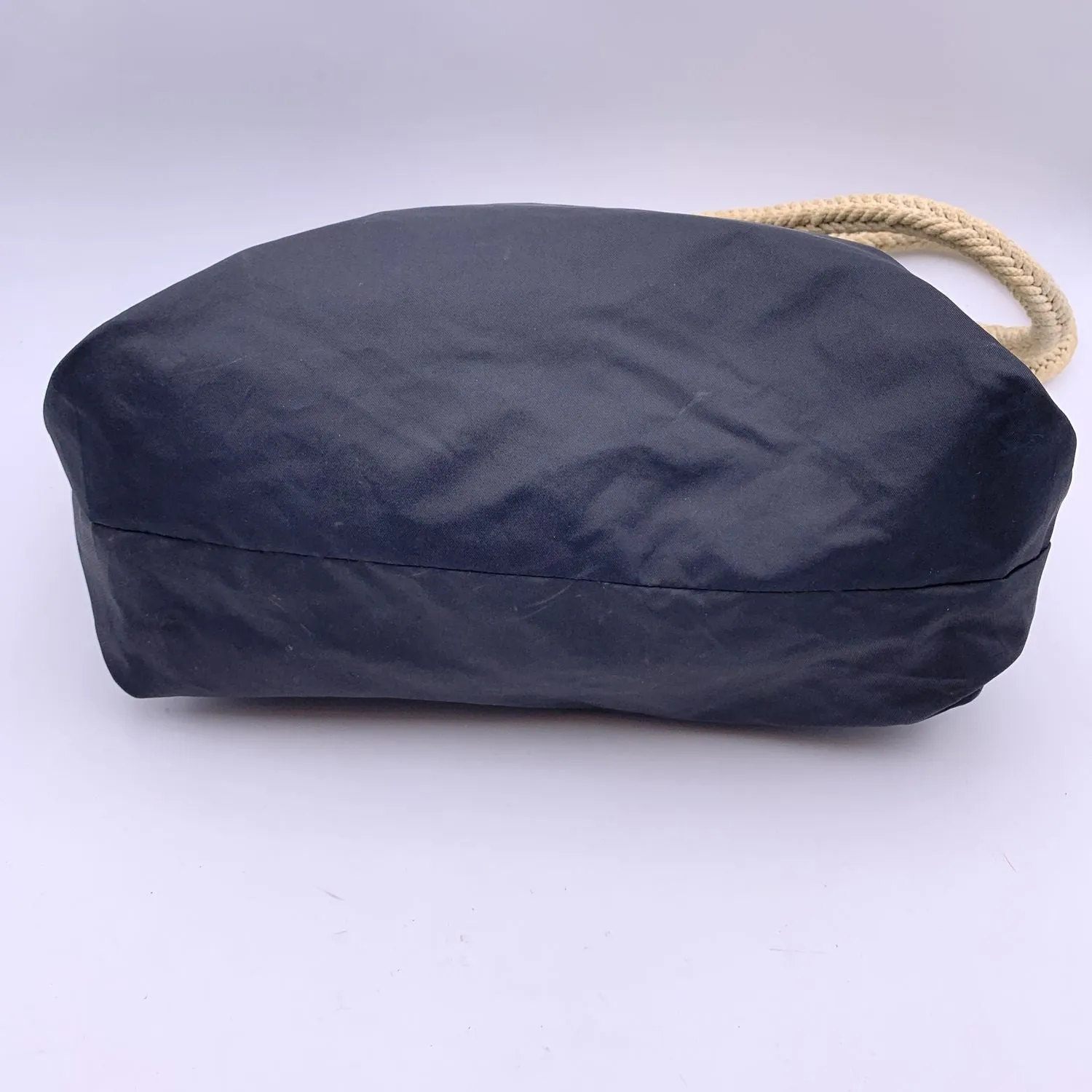 Fendi Vintage Black Nylon Tote Bag with Rope Straps