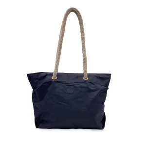 Fendi Vintage Black Nylon Tote Bag with Rope Straps