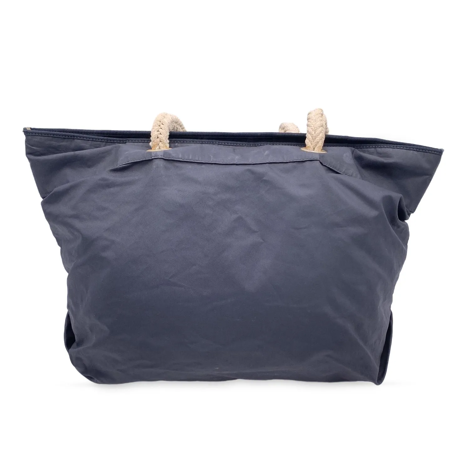 Fendi Vintage Black Nylon Tote Bag with Rope Straps