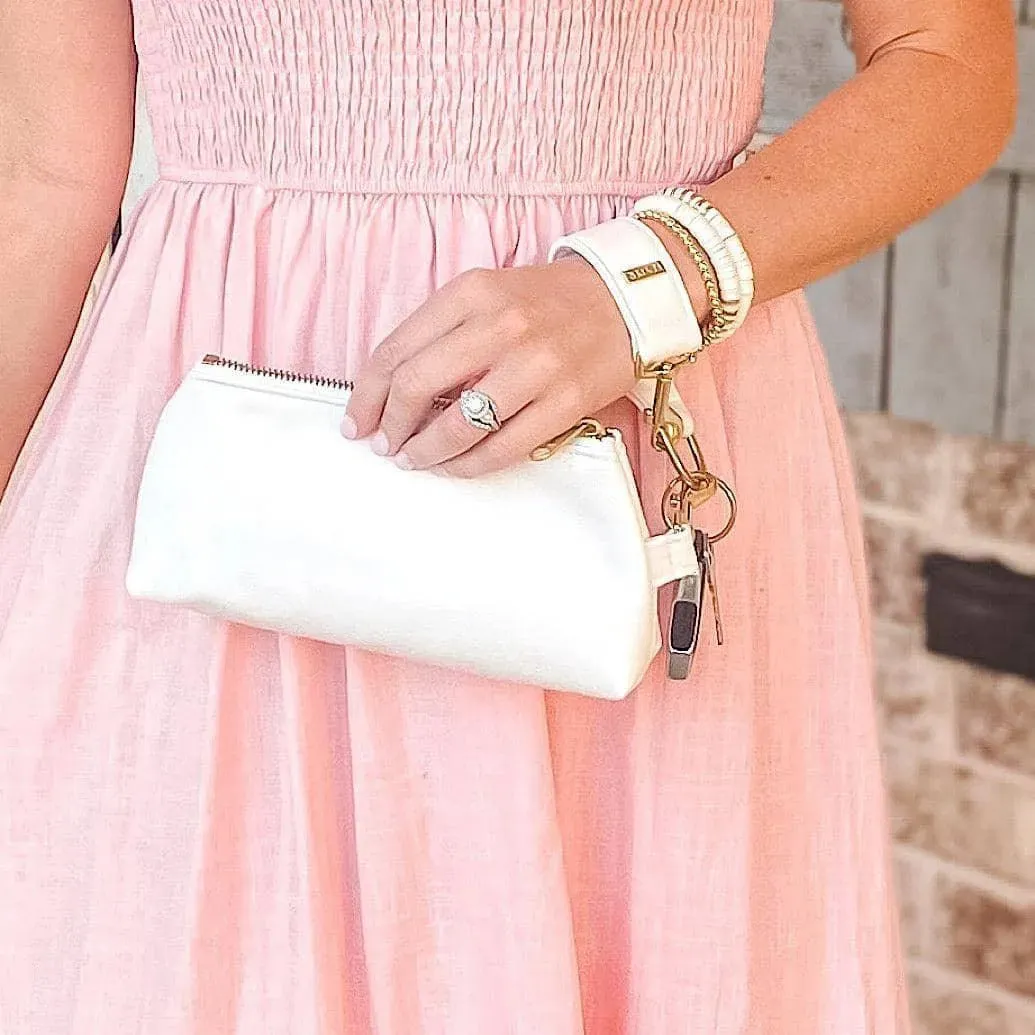 Frost White Vegan Leather 2-Piece Wristlet Set