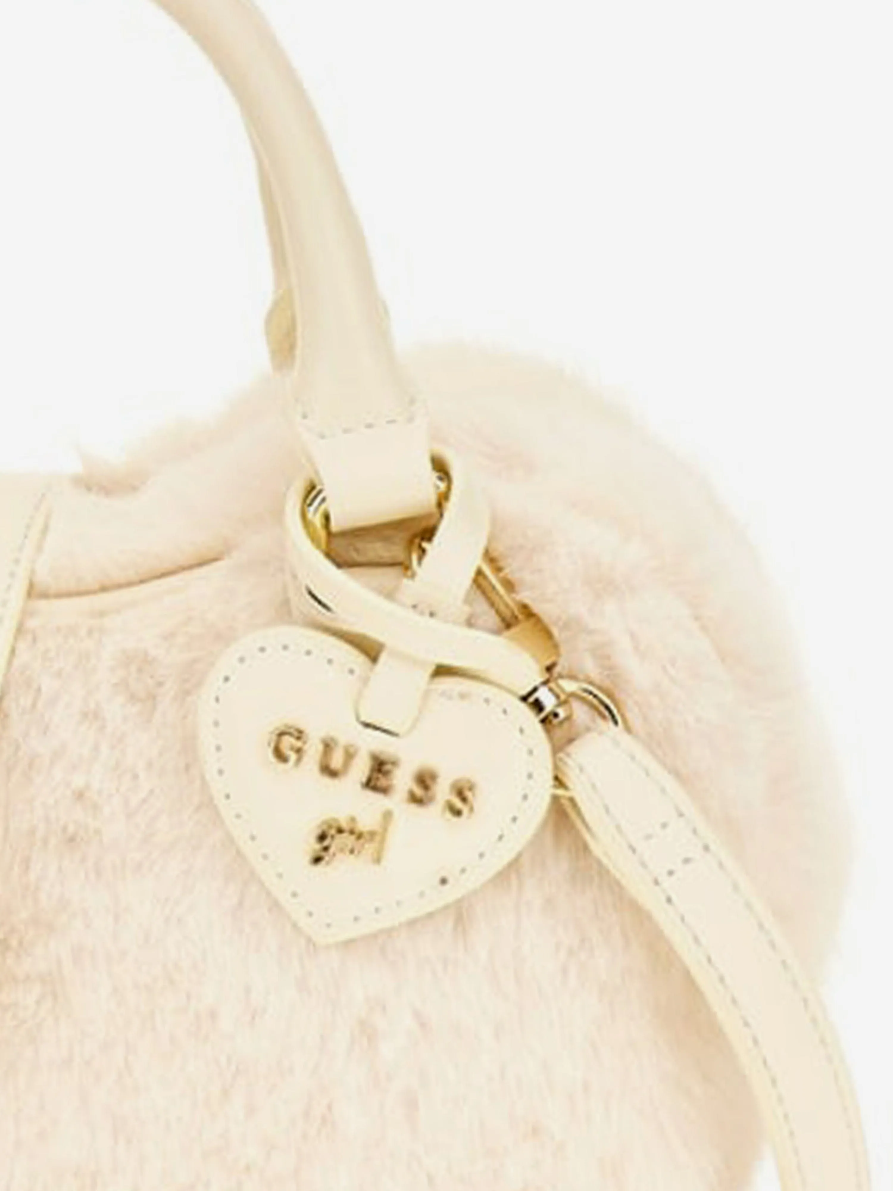 Guess Girls Fur Heart Bag in Ivory (19cm)