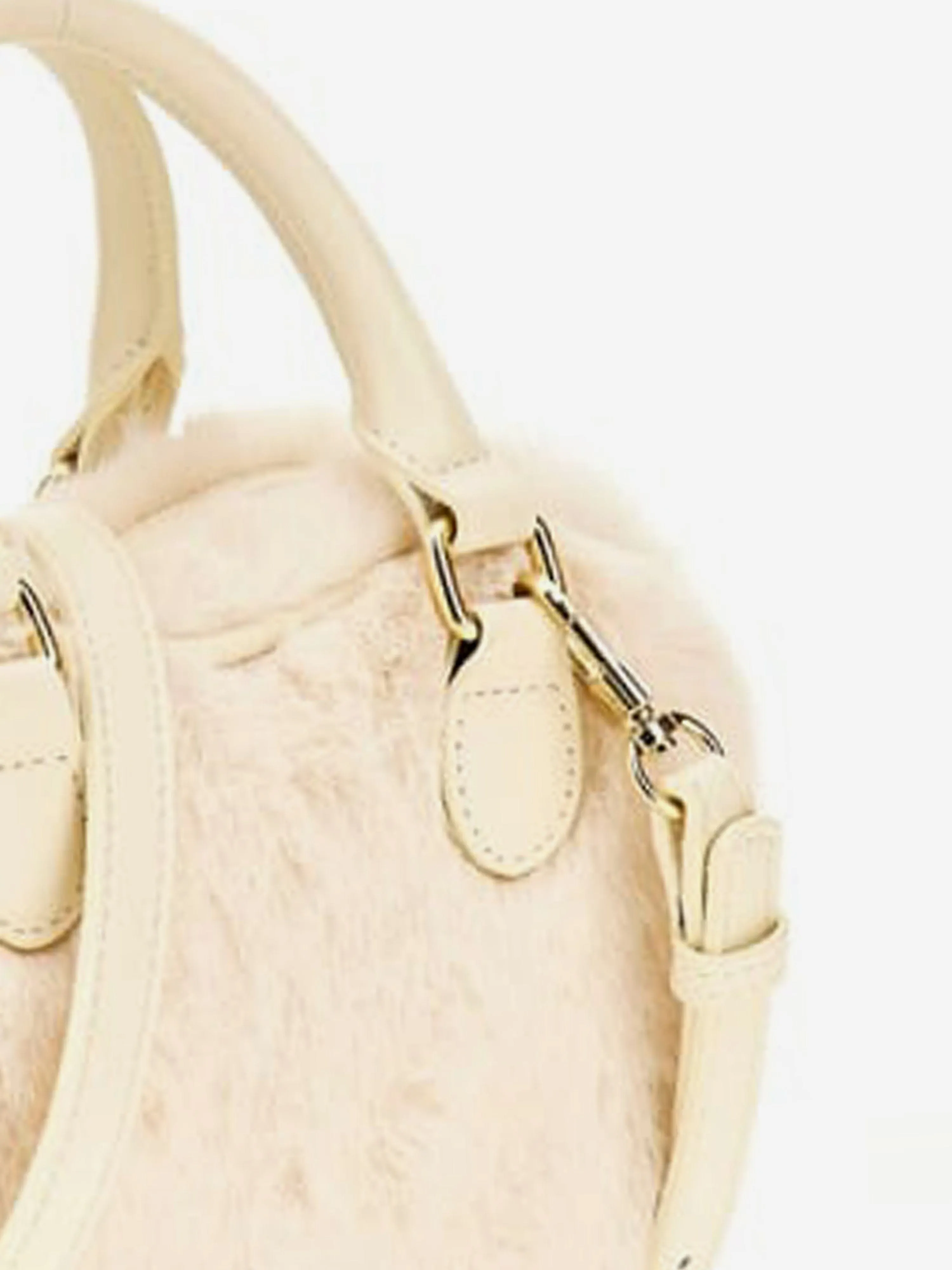Guess Girls Fur Heart Bag in Ivory (19cm)