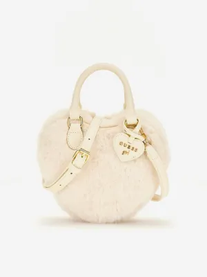Guess Girls Fur Heart Bag in Ivory (19cm)