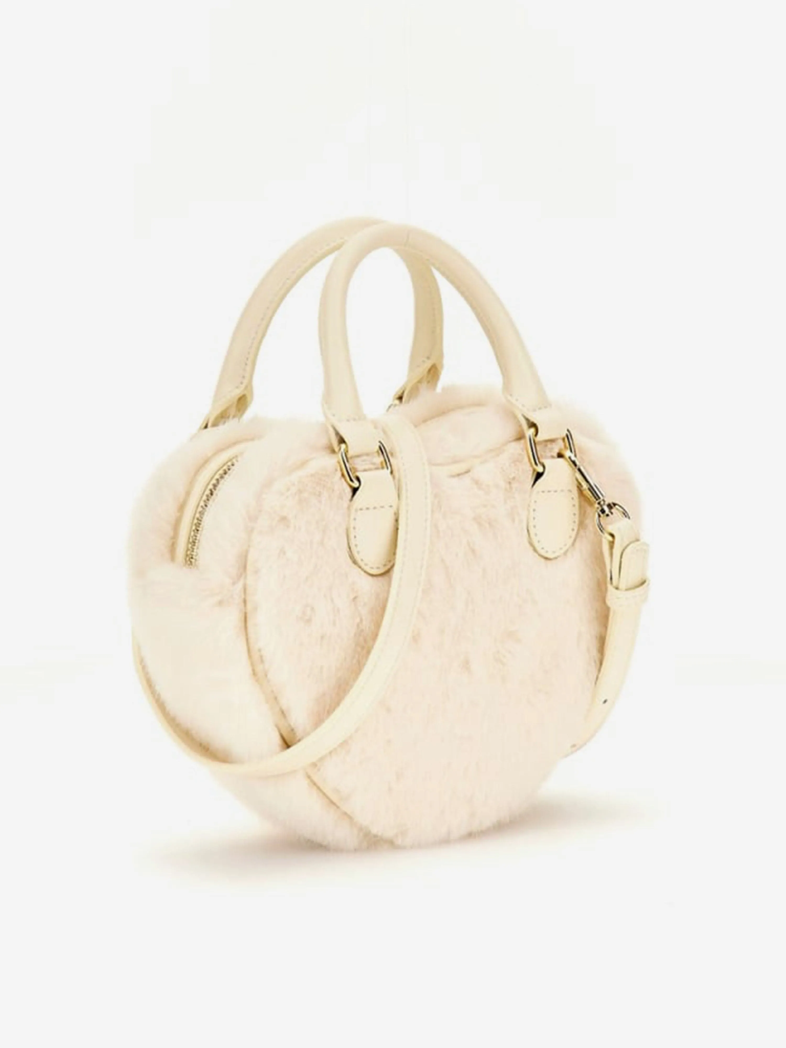 Guess Girls Fur Heart Bag in Ivory (19cm)
