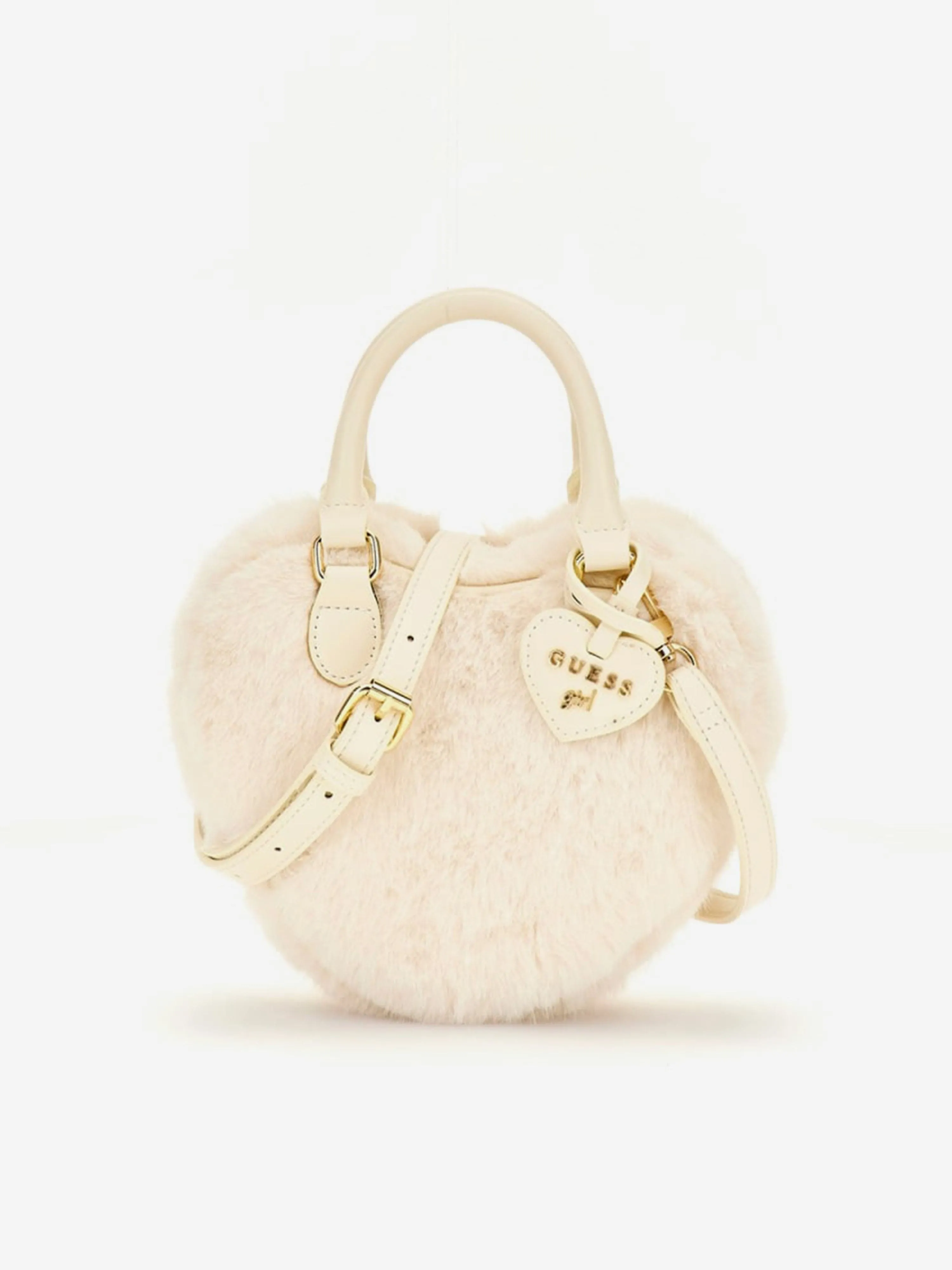 Guess Girls Fur Heart Bag in Ivory (19cm)