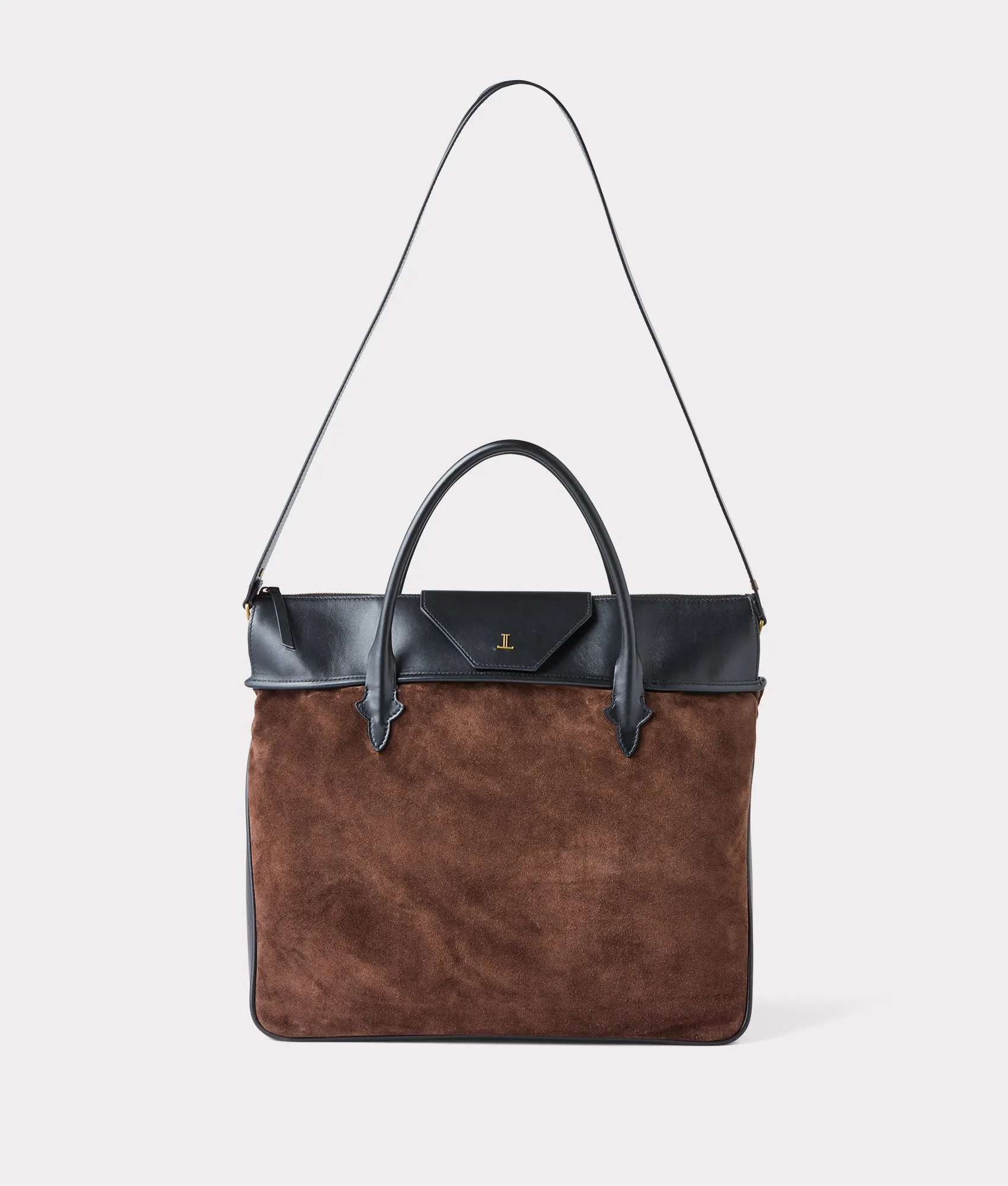 Large Roma Suede Tote :: Brown