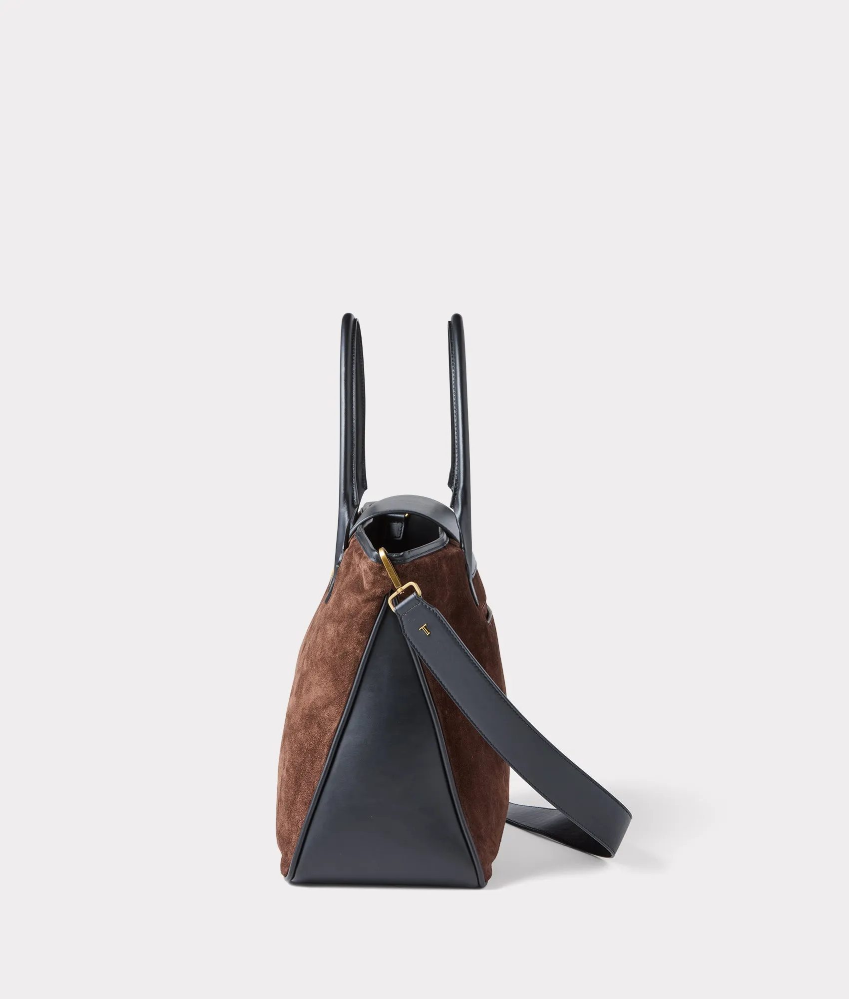 Large Roma Suede Tote :: Brown