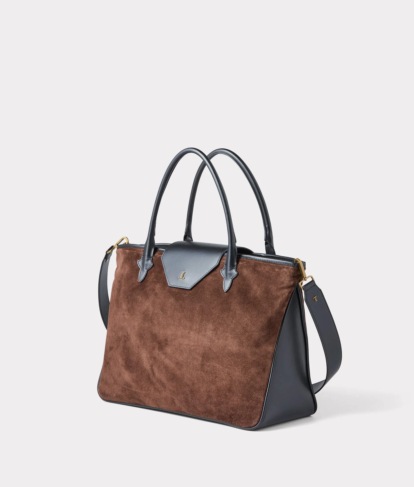 Large Roma Suede Tote :: Brown