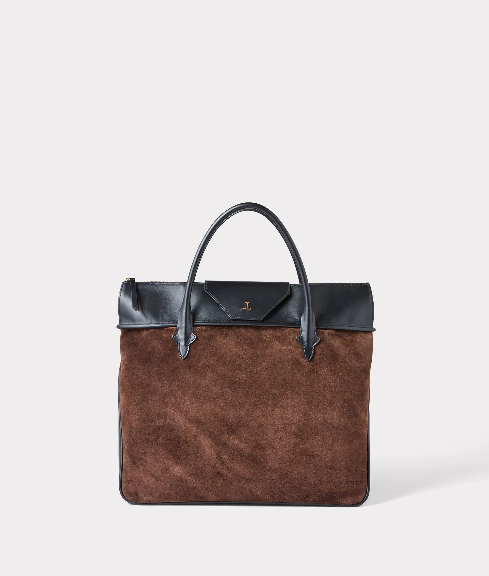 Large Roma Suede Tote :: Brown