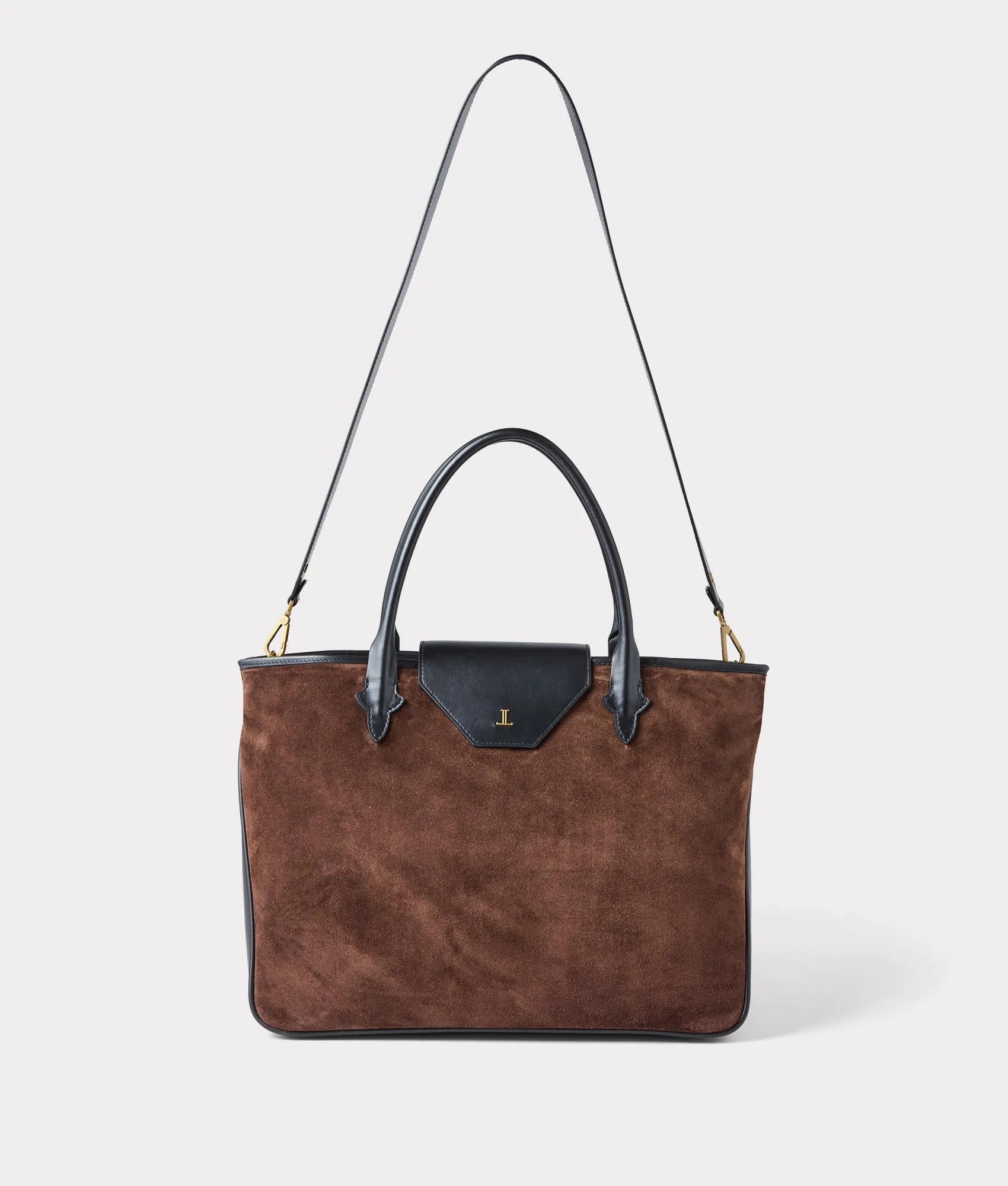 Large Roma Suede Tote :: Brown