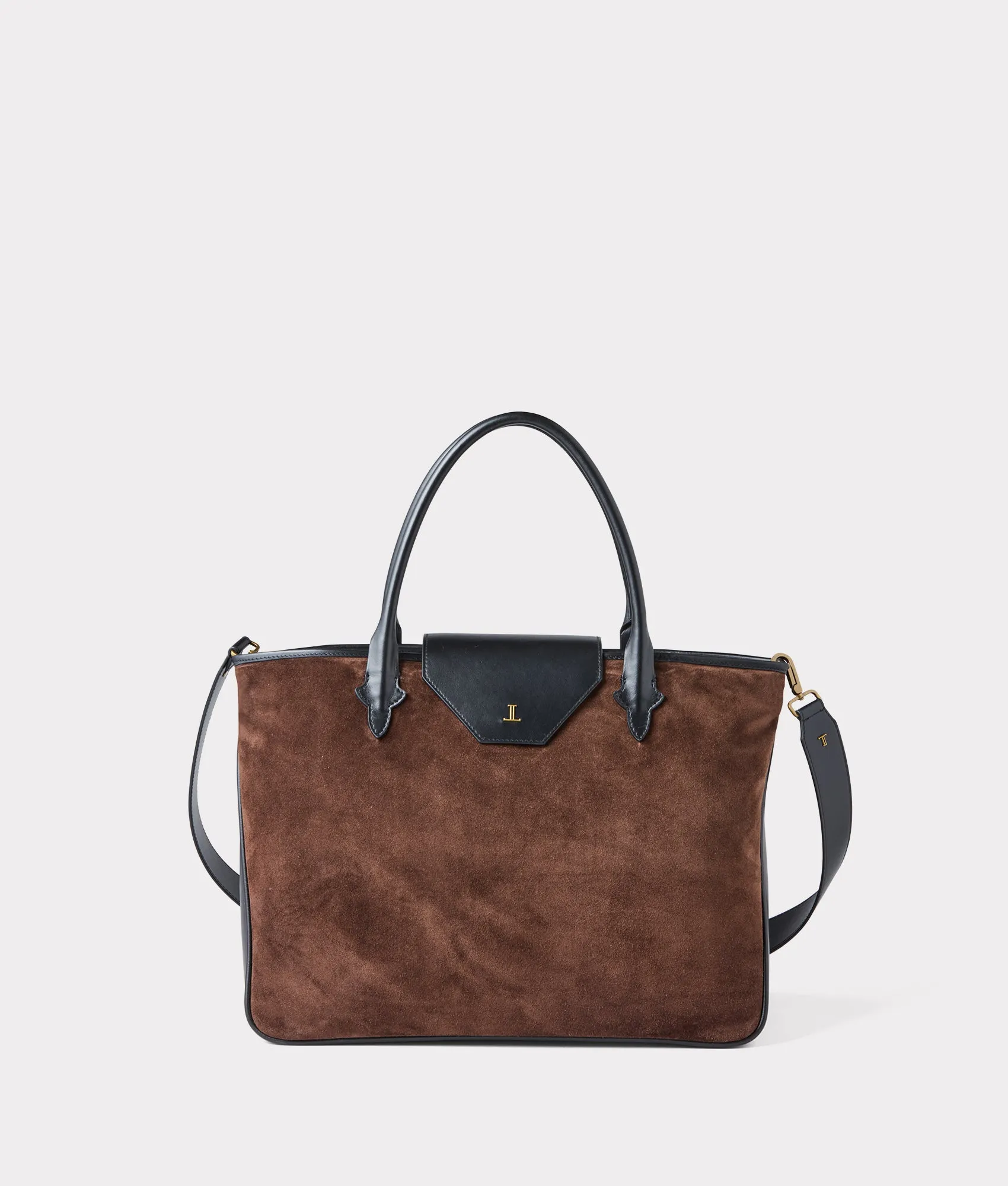 Large Roma Suede Tote :: Brown