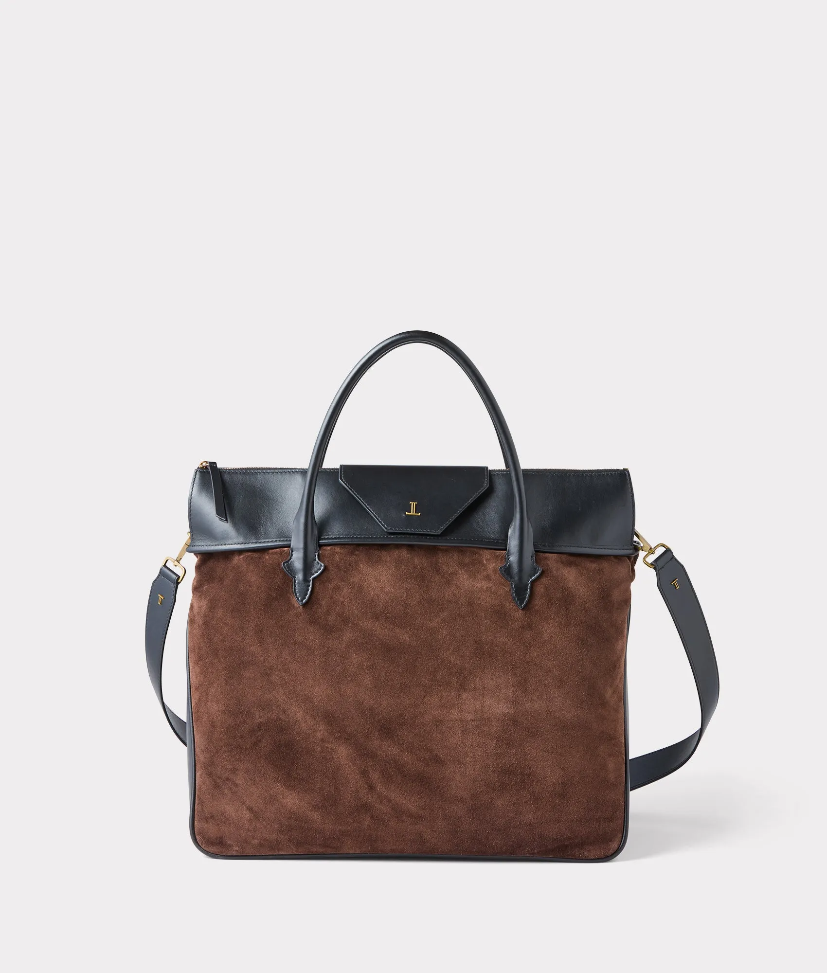 Large Roma Suede Tote :: Brown