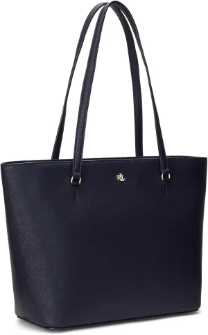 LAUREN Ralph Lauren Medium Leather Karly Crossover Tote in Refined Navy