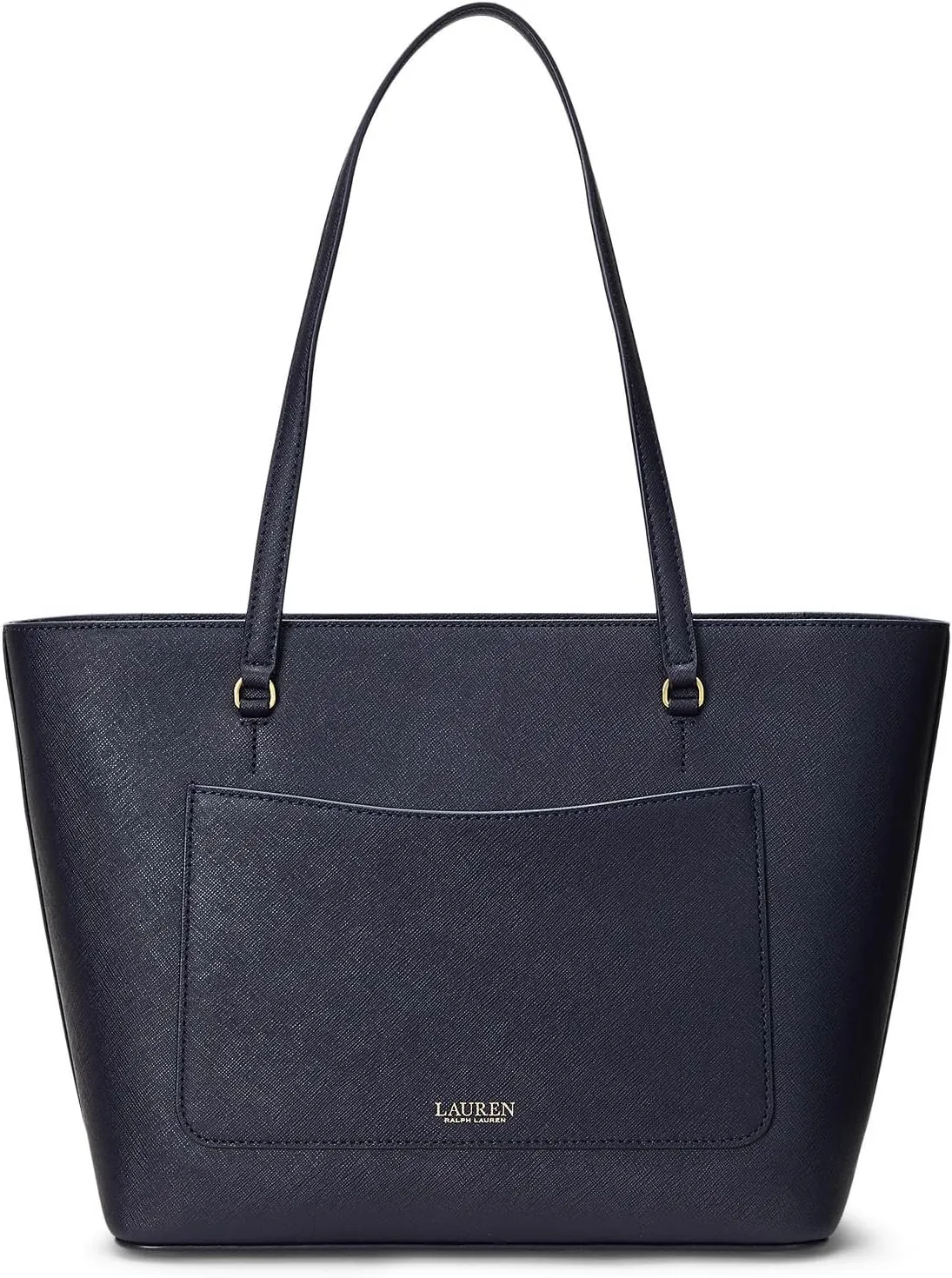 LAUREN Ralph Lauren Medium Leather Karly Crossover Tote in Refined Navy